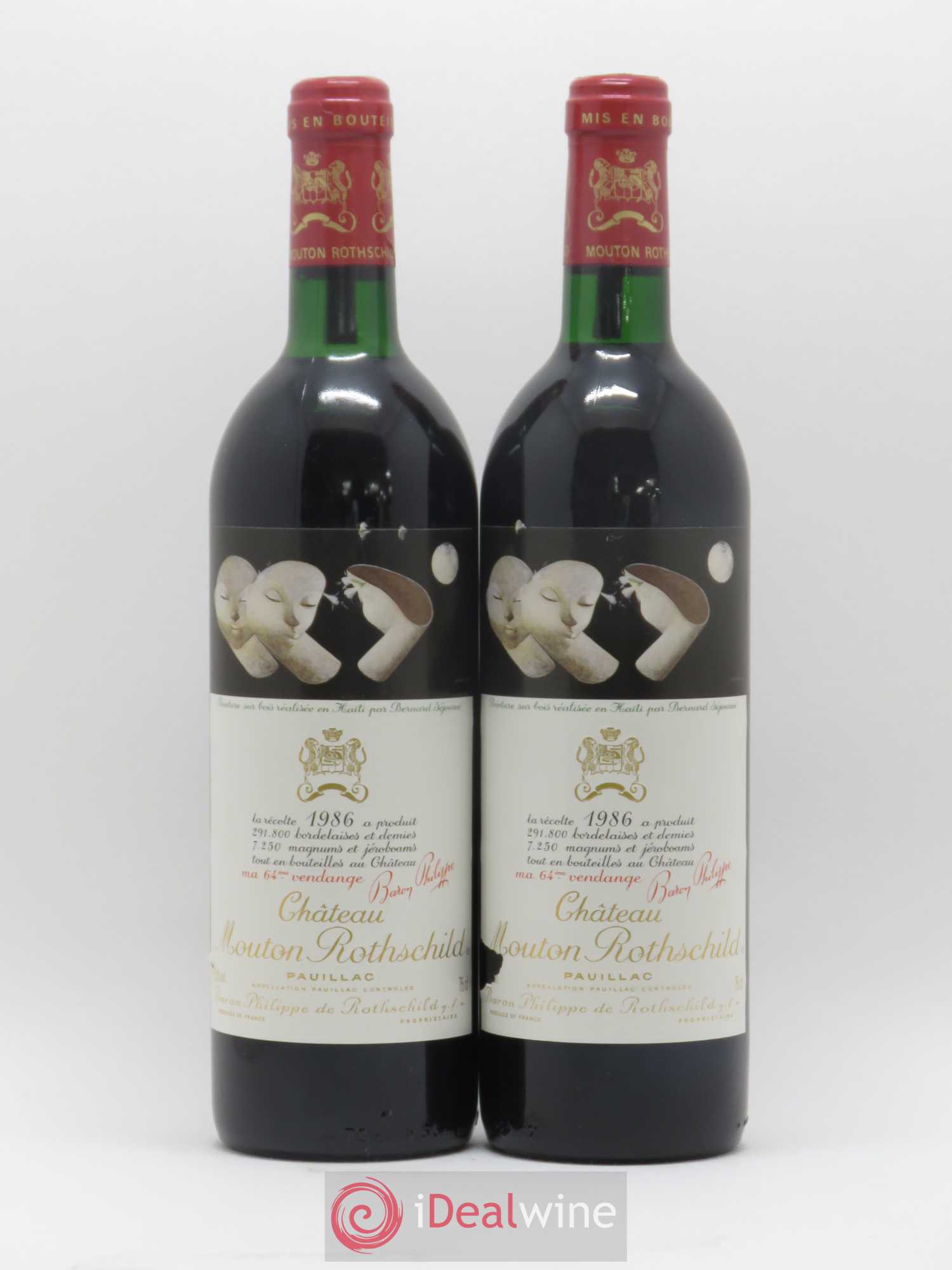 Château Mouton Rothschild 1er Grand Cru Classé 1986 - Lot de 2 bouteilles - 0