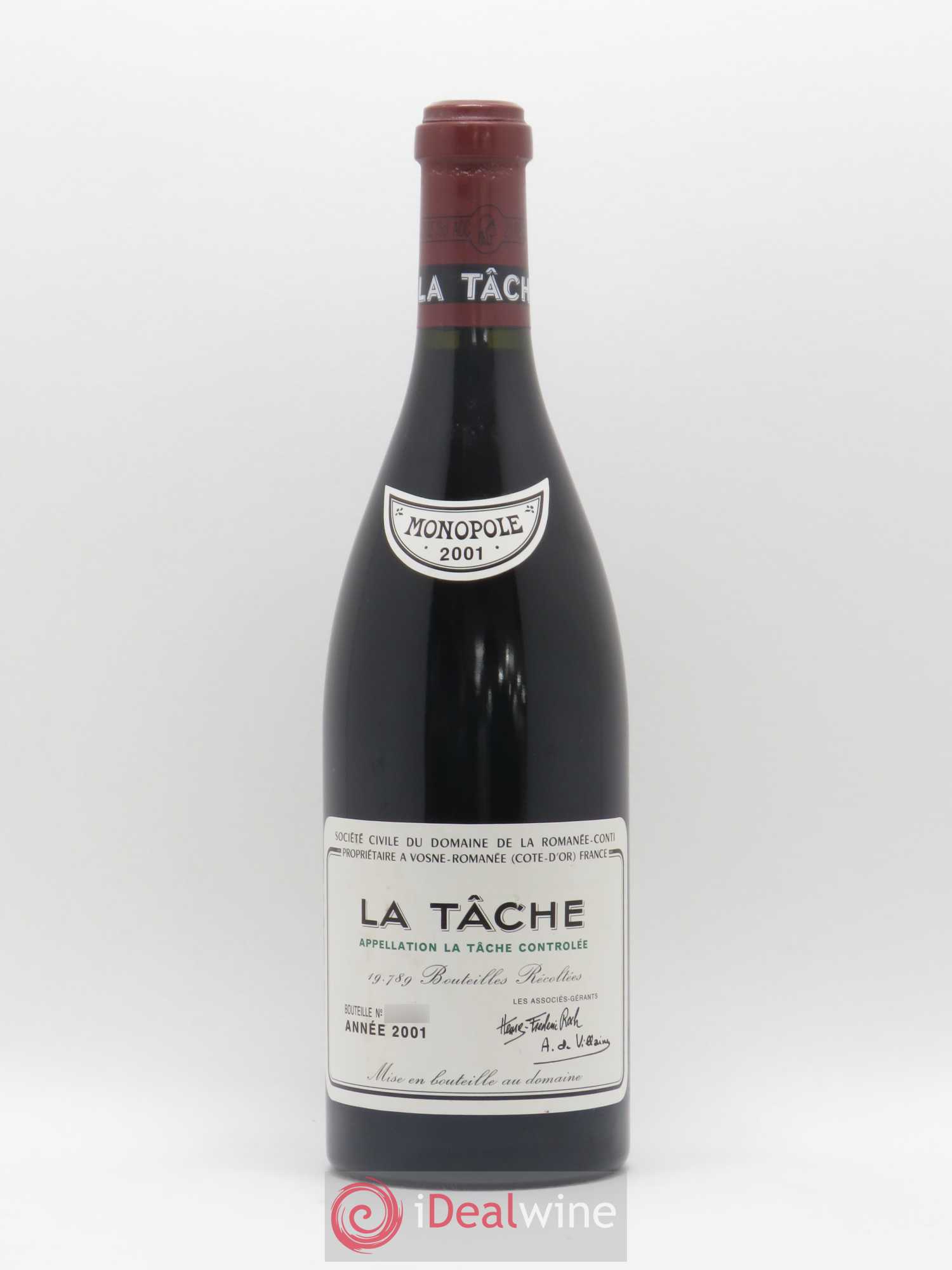 La Tâche Grand Cru Domaine de la Romanée-Conti 2001 - Lot de 1 bouteille - 0