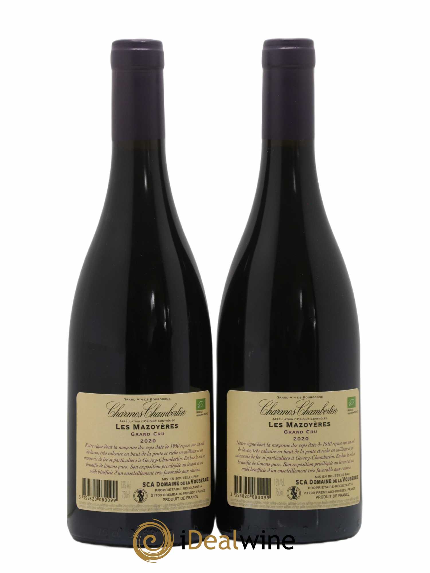 Charmes-Chambertin Grand Cru Les Mazoyères La Vougeraie 2020 - Lot de 2 bouteilles - 1