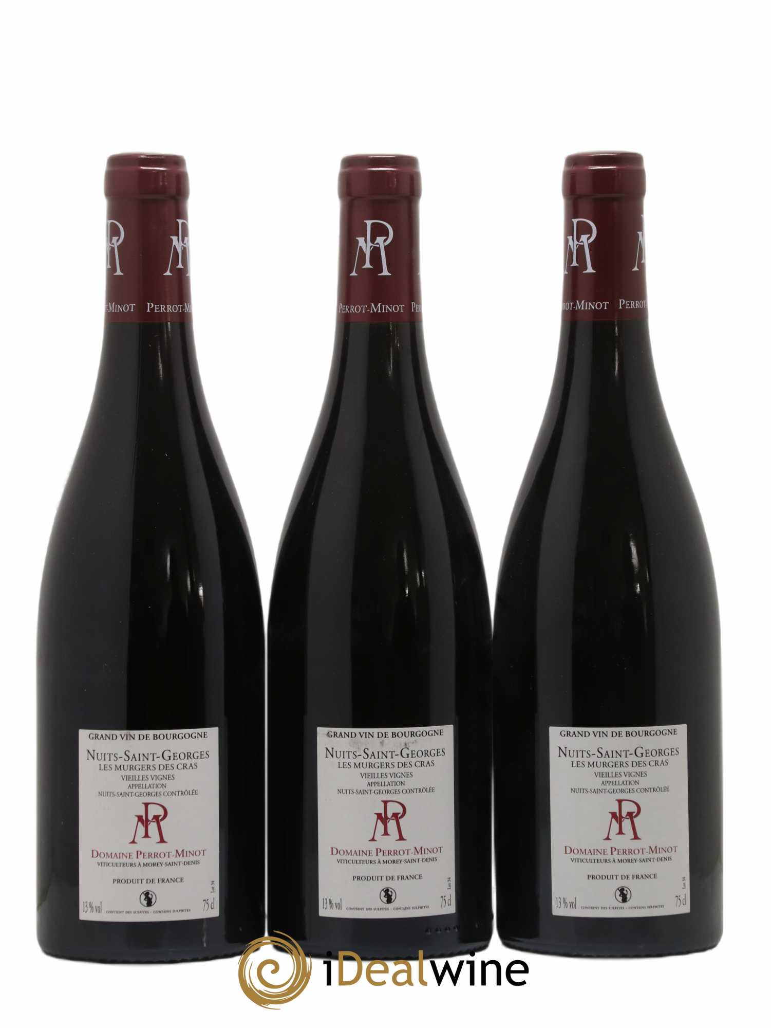 Nuits-Saint-Georges Les Murgers des Cras Vieilles Vignes Perrot-Minot 2019 - Lot de 3 bouteilles - 1