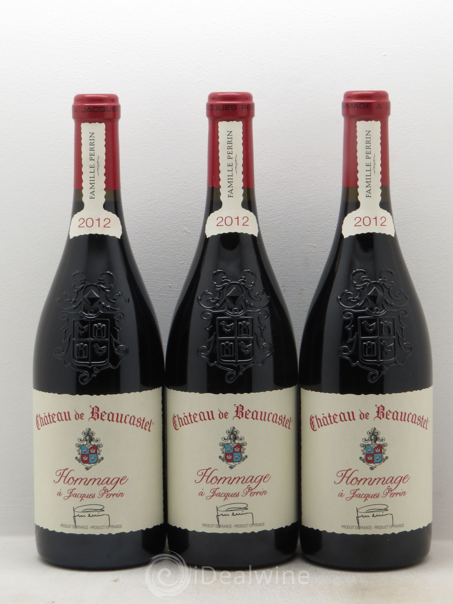 Châteauneuf-du-Pape Château de Beaucastel Hommage à Jacques Perrin Famille Perrin 2012 - Lotto di 3 bottiglie - 0
