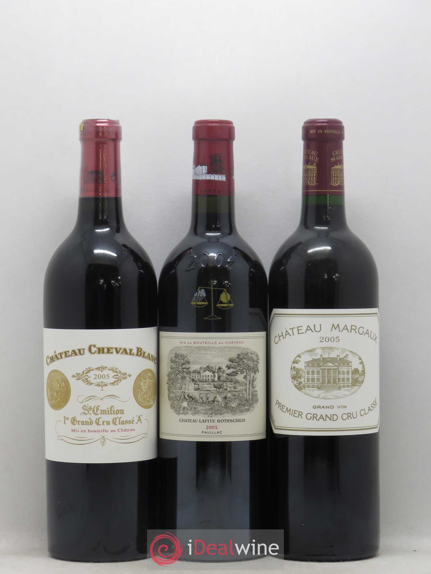 Caisse Primeurs Petrus - Mouton Rothschild - Lafite Rothschild - Cheval Blanc - Latour - Margaux 2005 - Lot de 6 bouteilles - 1