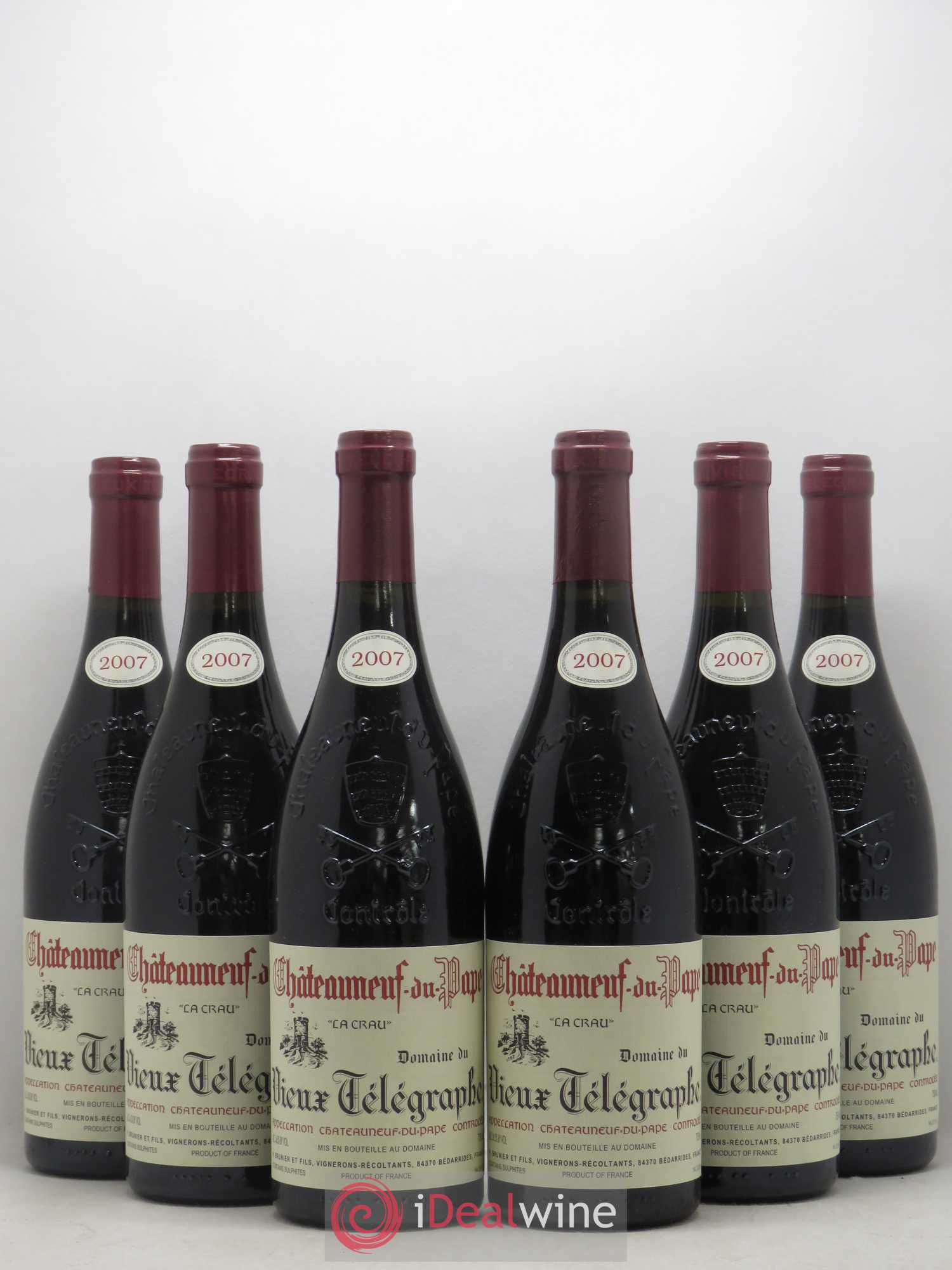 Châteauneuf-du-Pape Vieux Télégraphe (Domaine du) Vignobles Brunier 2007 - Lot de 6 bouteilles - 0