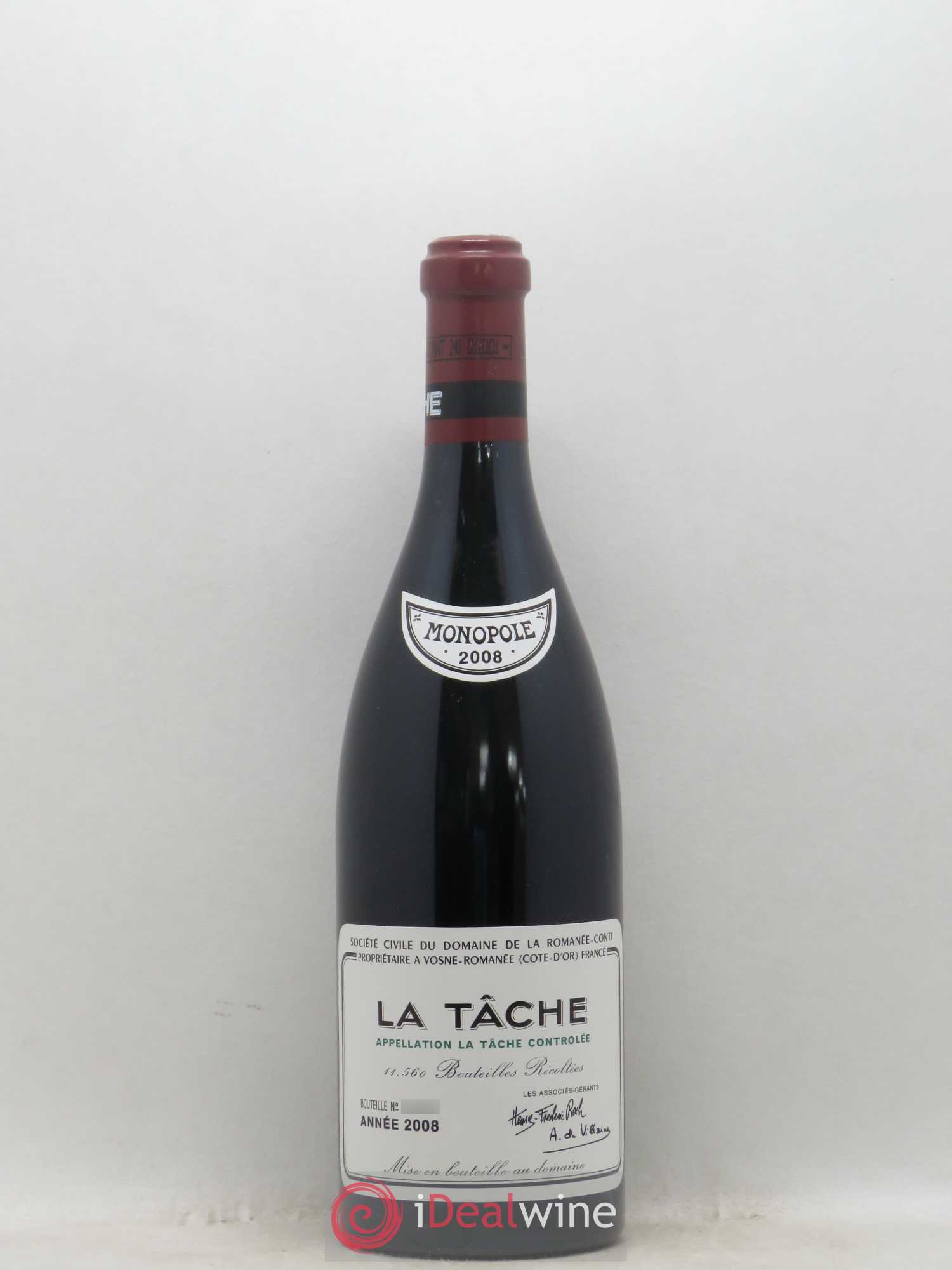 La Tâche Grand Cru Domaine de la Romanée-Conti 2008 - Lot de 1 bouteille - 0