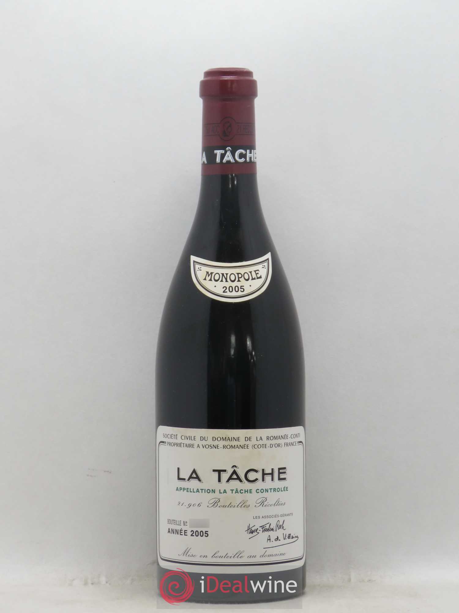 La Tâche Grand Cru Domaine de la Romanée-Conti 2005 - Lot de 1 bouteille - 0