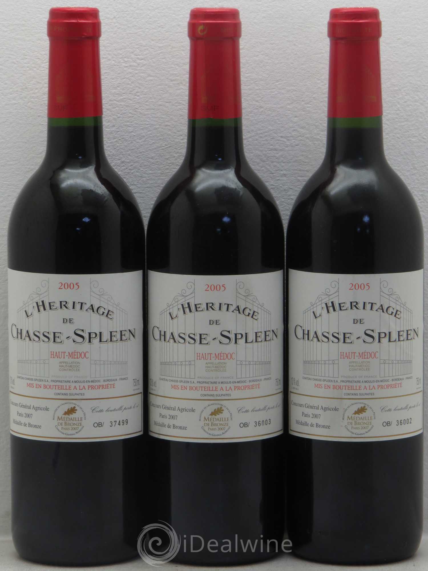 Héritage (Ermitage) de Chasse Spleen (sans prix de réserve) 2005 - Lot de 3 bouteilles - 0