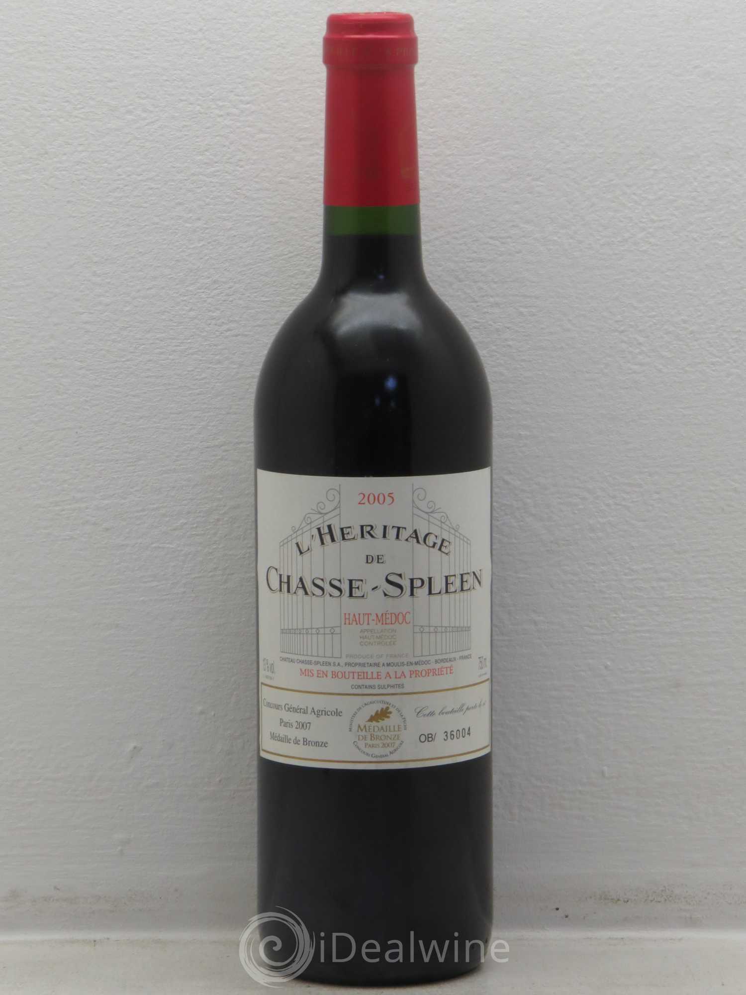 Héritage (Ermitage) de Chasse Spleen 2005 - Lot de 1 bouteille - 0