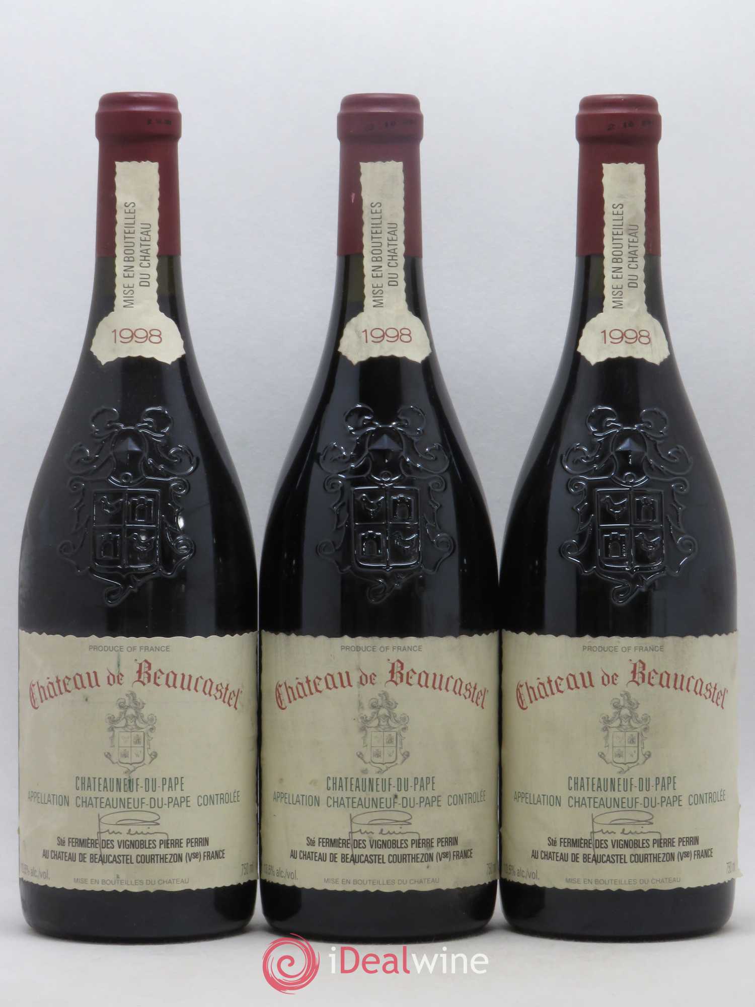 Châteauneuf-du-Pape Château de Beaucastel Famille Perrin 1998 - Lot de 3 bouteilles - 0
