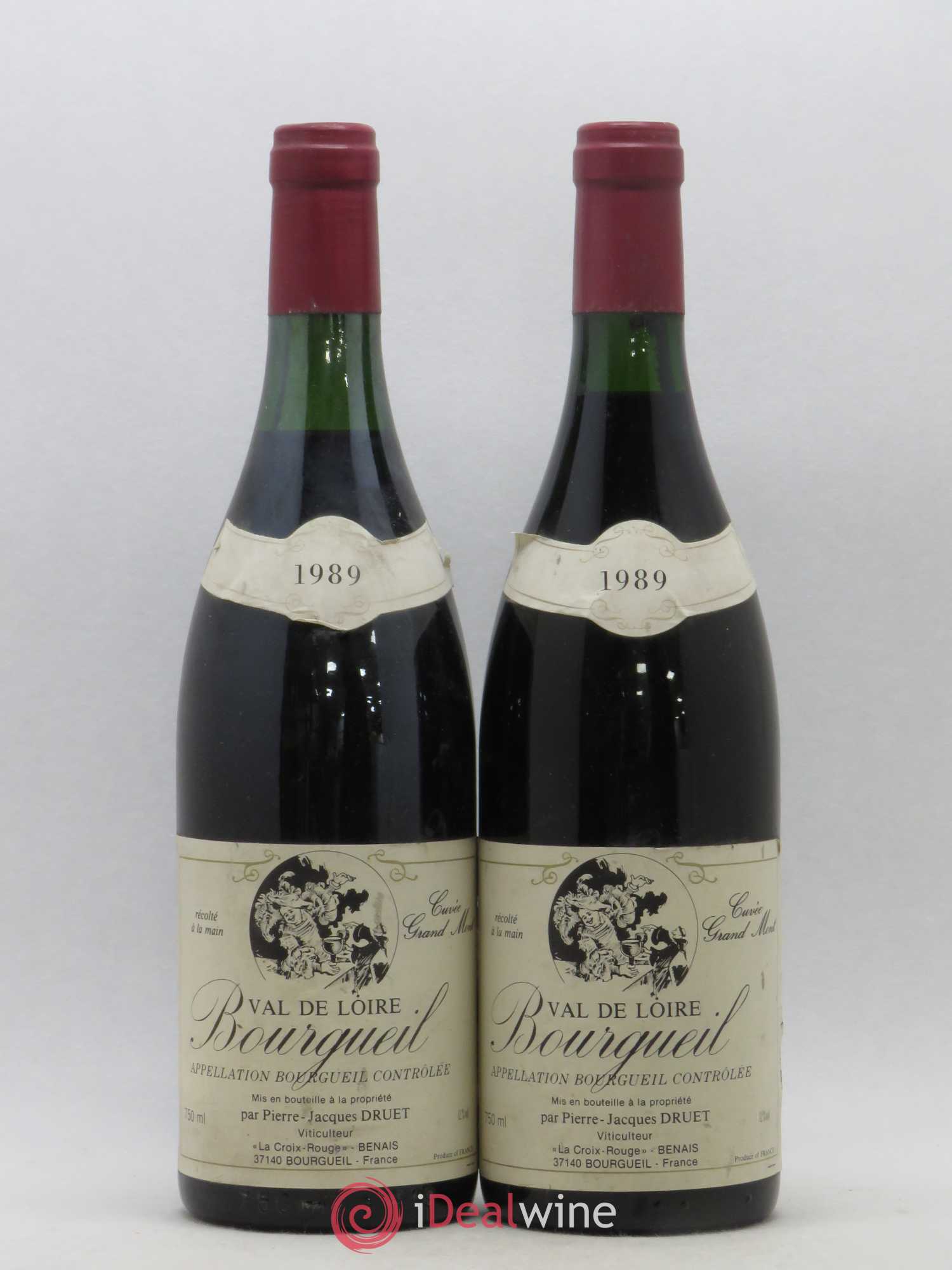 Bourgueil Grand Mont Pierre Jacques Druet 1989 - Lot de 2 bouteilles - 0