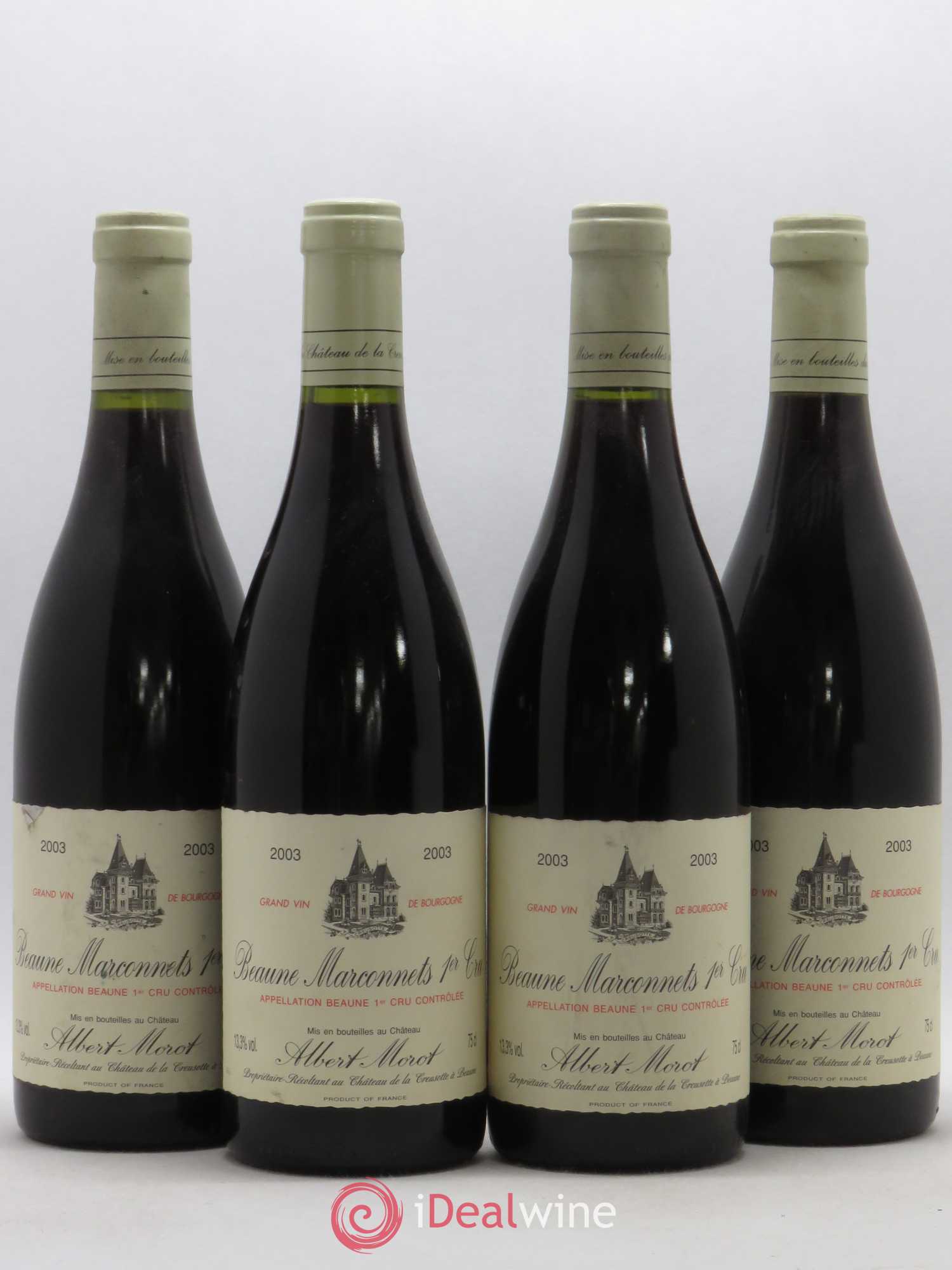 Beaune 1er Cru Marconnets Domaine Albert Morot 2003 - Lot de 4 bouteilles - 0