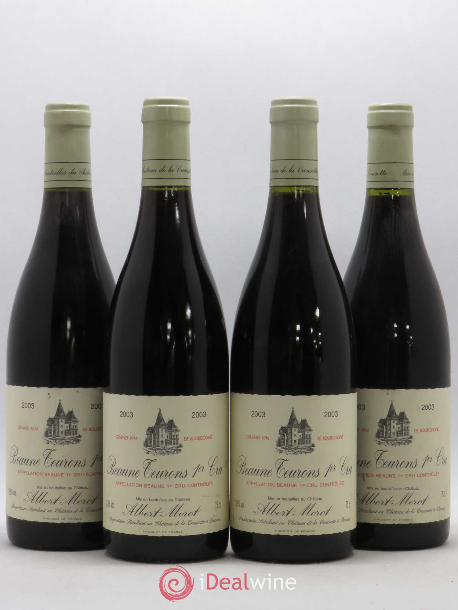 Beaune 1er Cru Les Teurons Domaine Albert Morot 2003 - Lot de 4 bouteilles - 0
