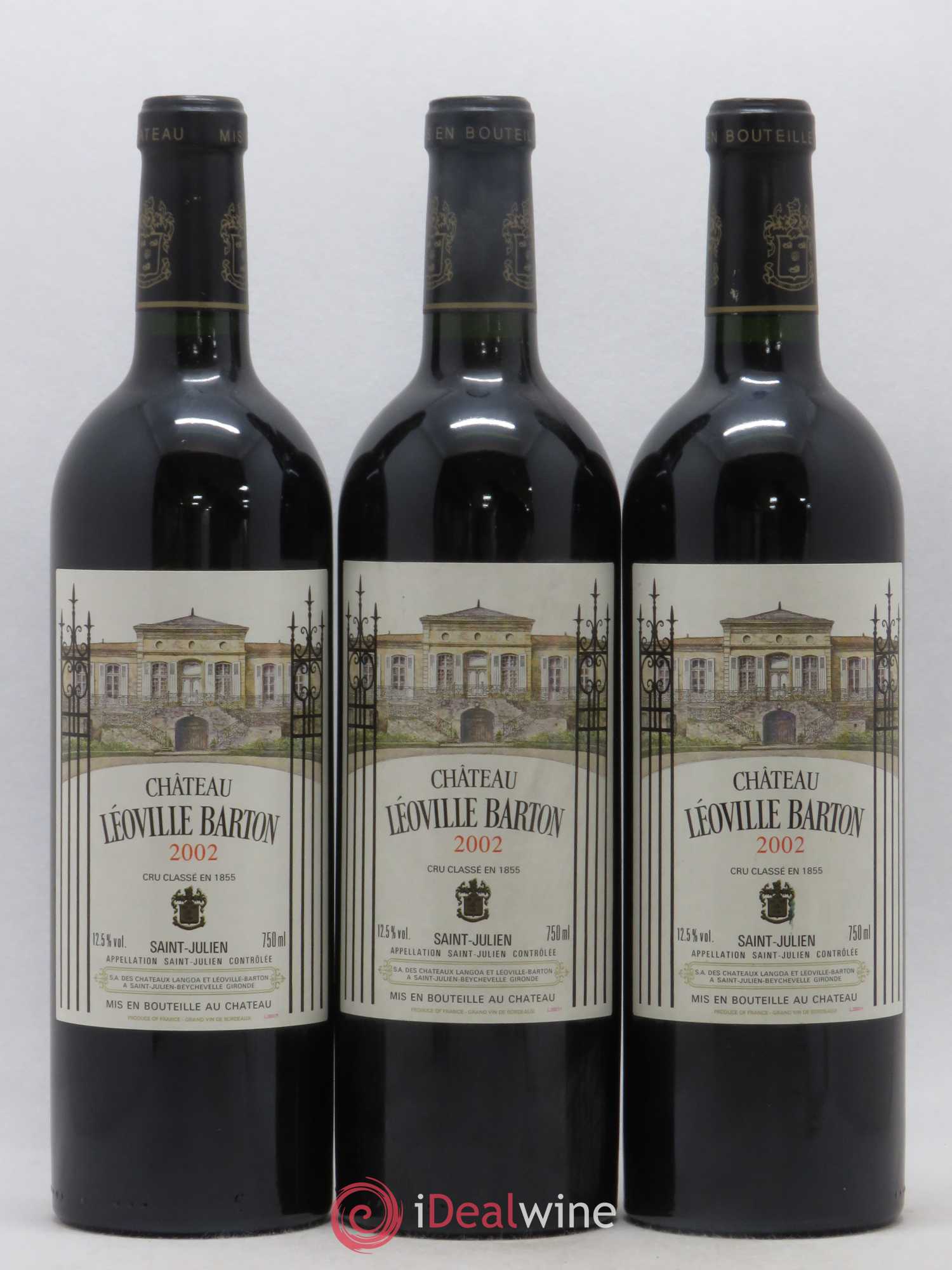 Château Léoville Barton 2ème Grand Cru Classé 2002 - Lot de 3 bouteilles - 0