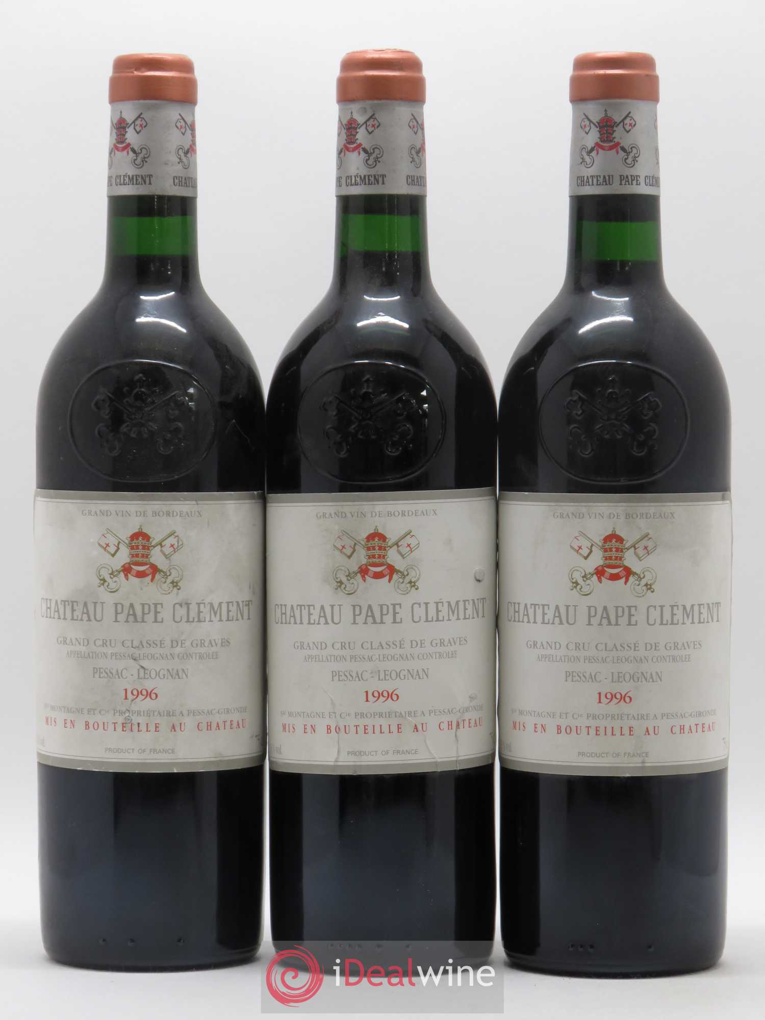 Château Pape Clément Cru Classé de Graves 1996 - Lot de 3 bouteilles - 0