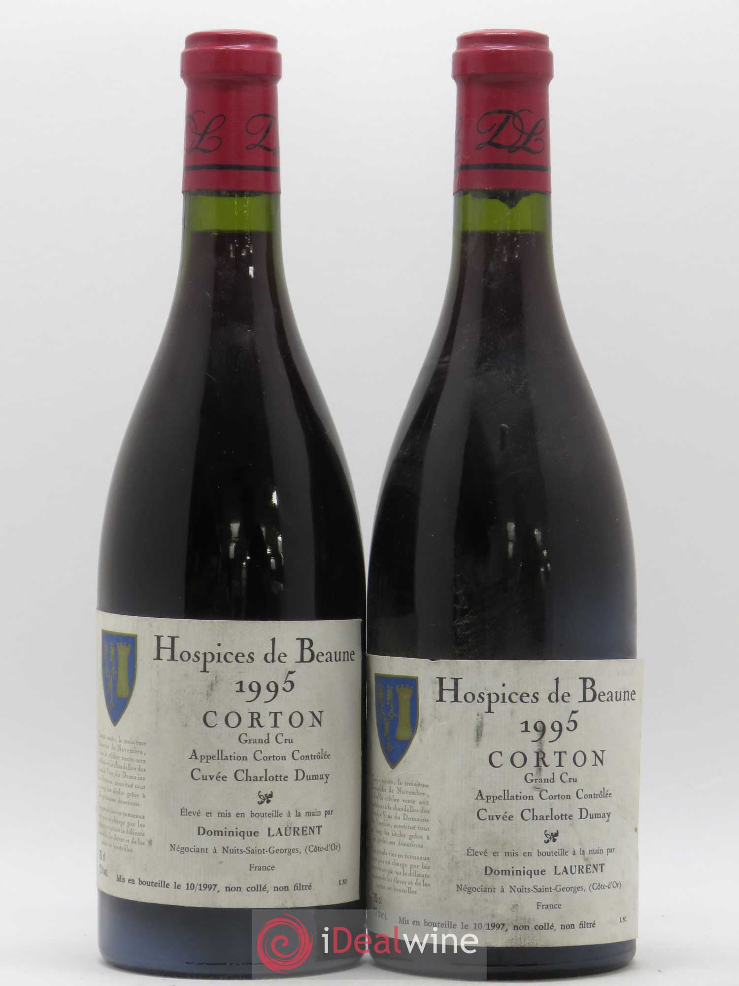Corton Grand Cru Hospices De Beaune Cuvée Charlotte Dumay Dominique Laurent 1995 - Posten von 2 Flaschen - 0