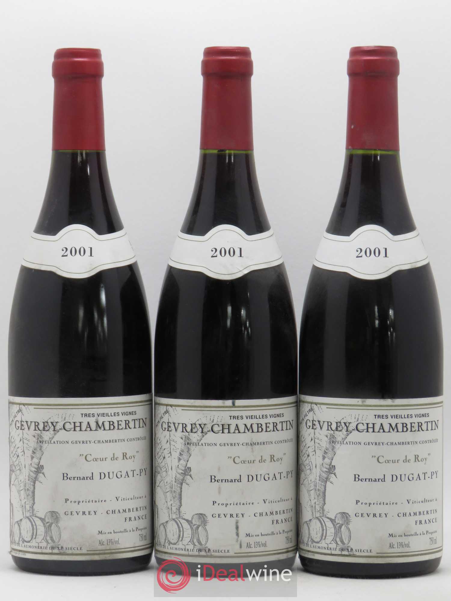 Gevrey-Chambertin Coeur de Roy Très Vieilles Vignes Dugat-Py 2001 - Lot de 3 bouteilles - 0
