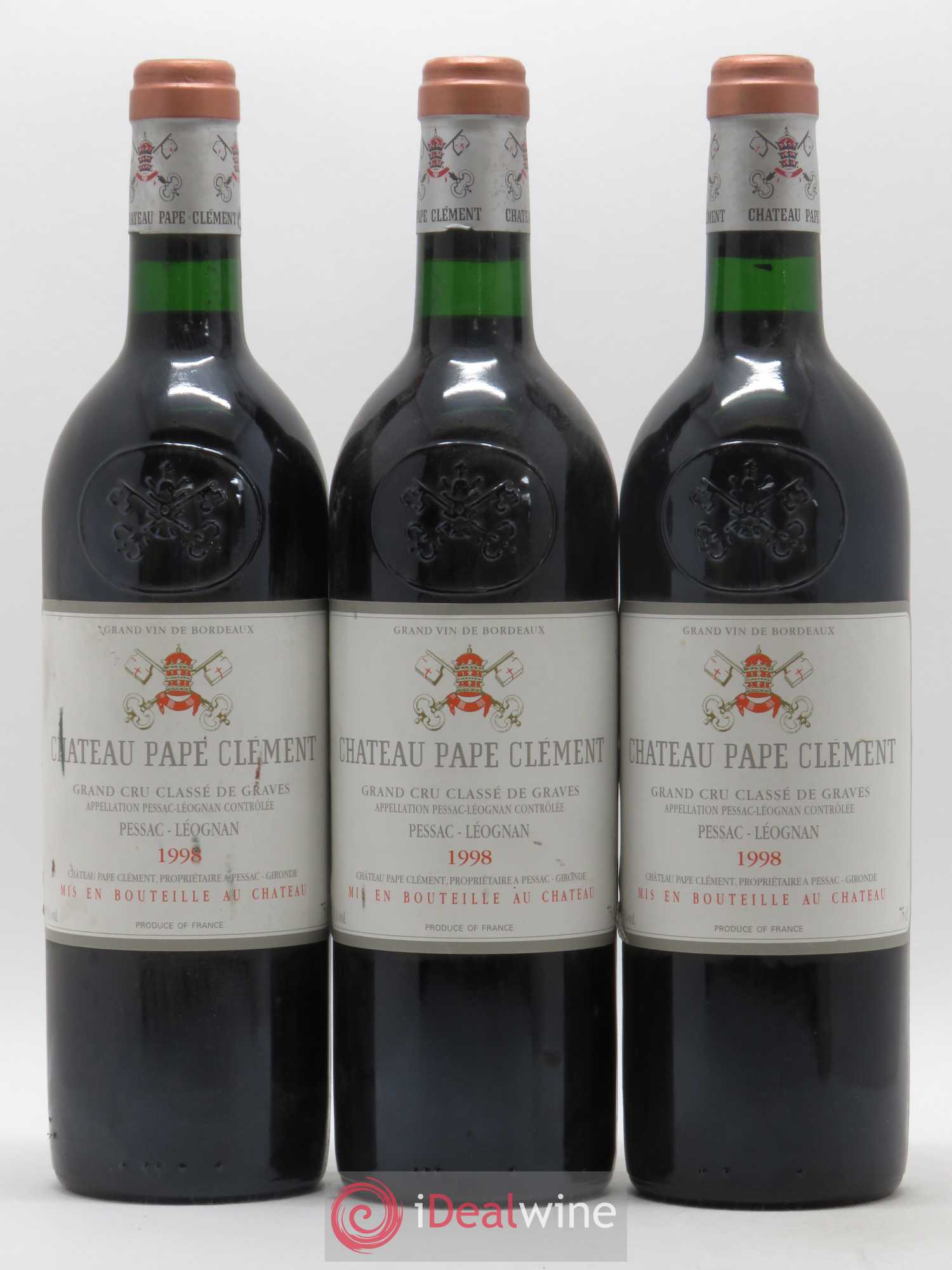 Château Pape Clément Cru Classé de Graves 1998 - Lot de 3 bouteilles - 0