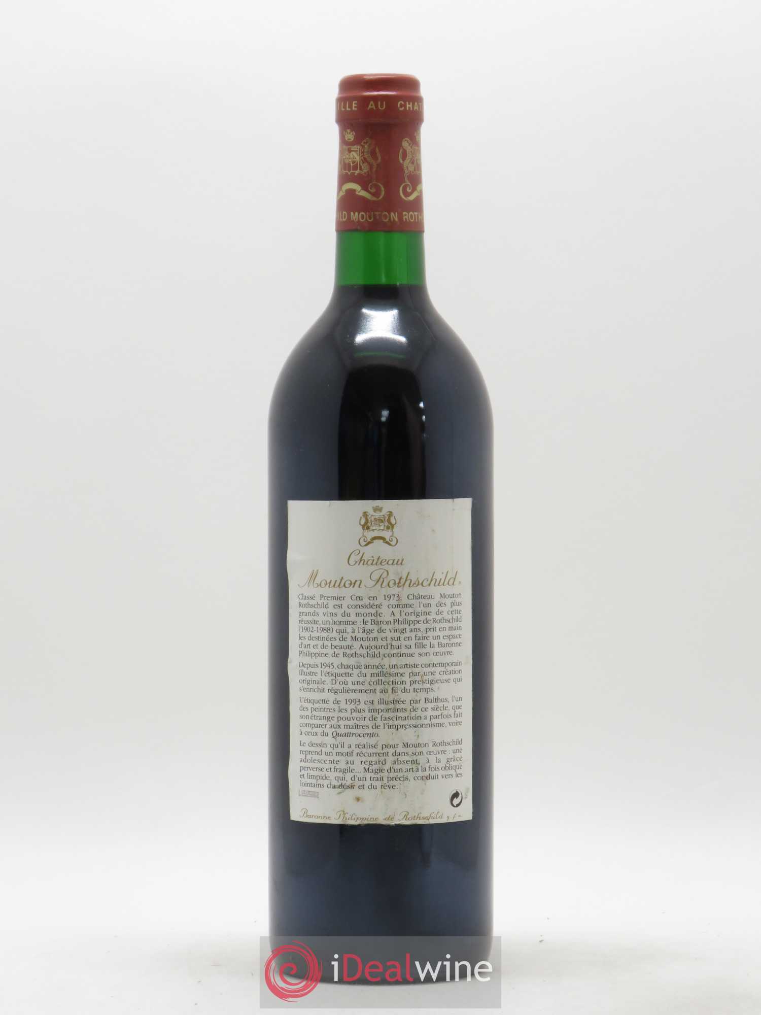 Château Mouton Rothschild 1er Grand Cru Classé 1993 - Lot de 1 bouteille - 1