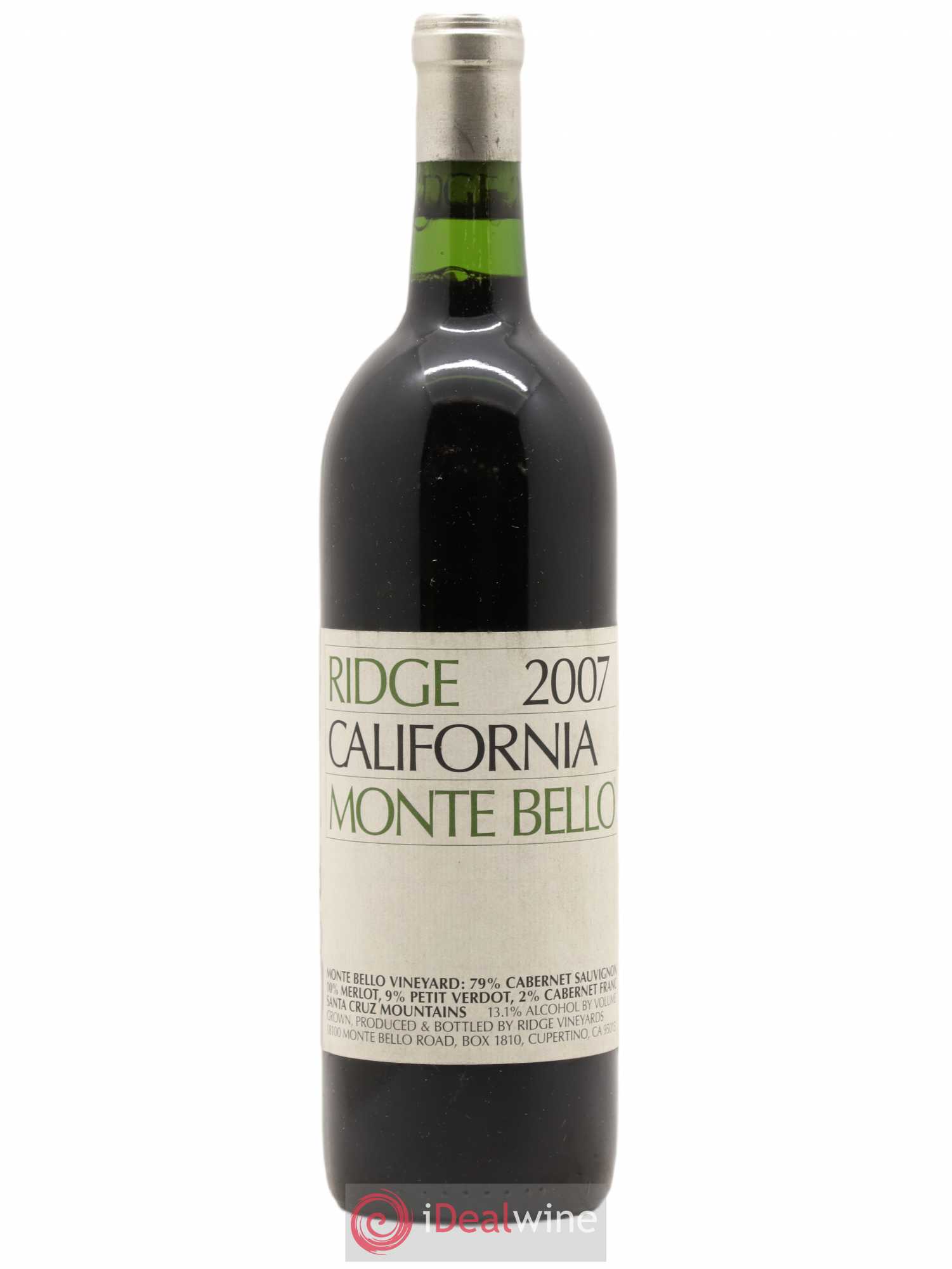 Santa Cruz Mountains Monte Bello Ridge Vineyards 2007 - Lot de 1 bouteille - 0