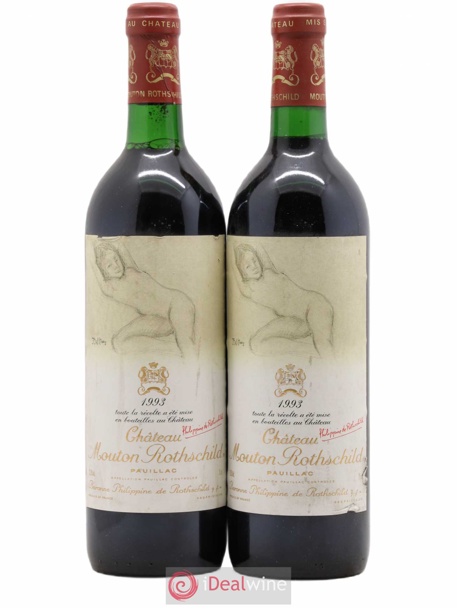 Château Mouton Rothschild 1er Grand Cru Classé 1993 - Lot de 2 bouteilles - 0