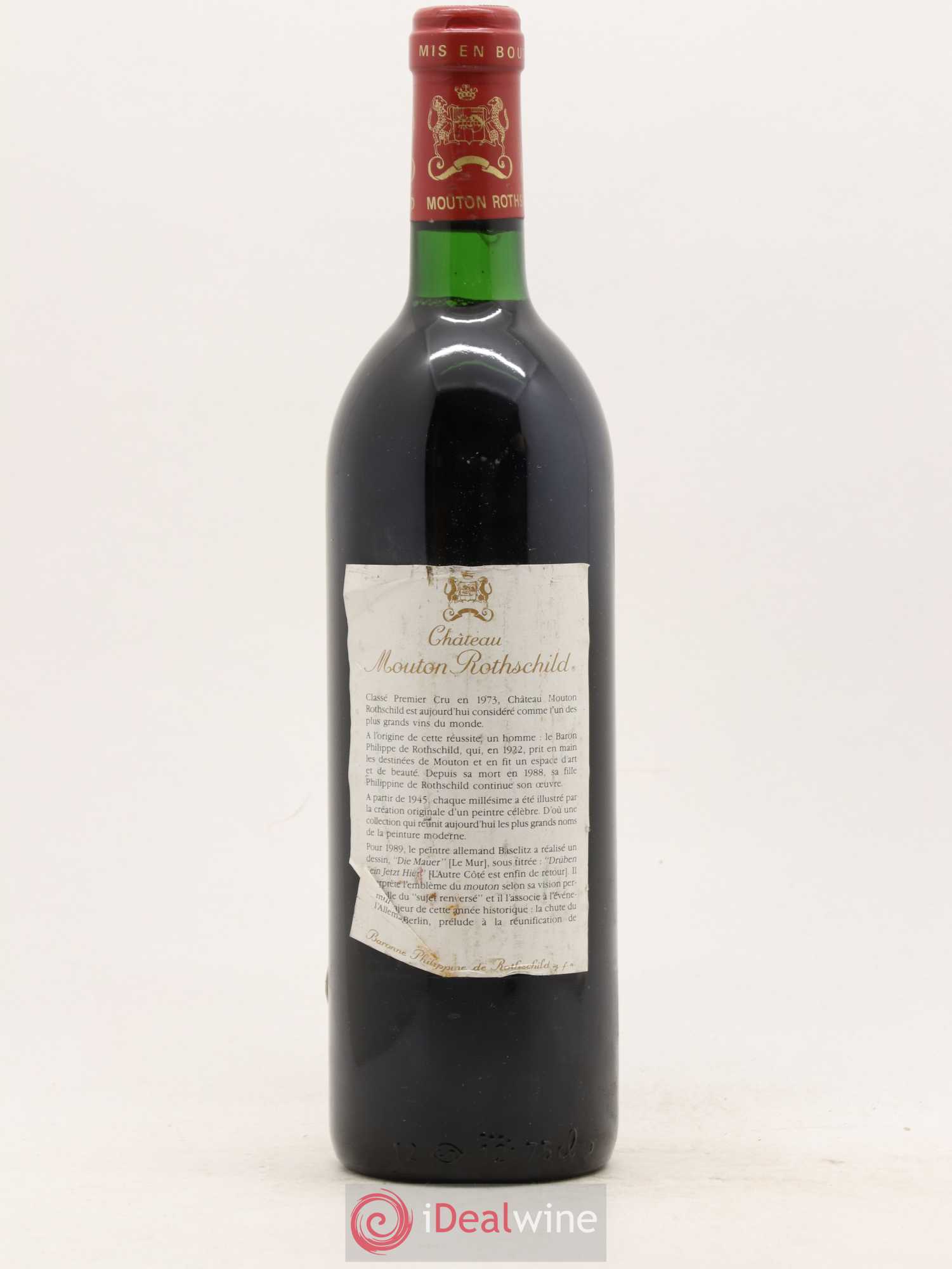 Château Mouton Rothschild 1er Grand Cru Classé 1989 - Lot de 1 bouteille - 1