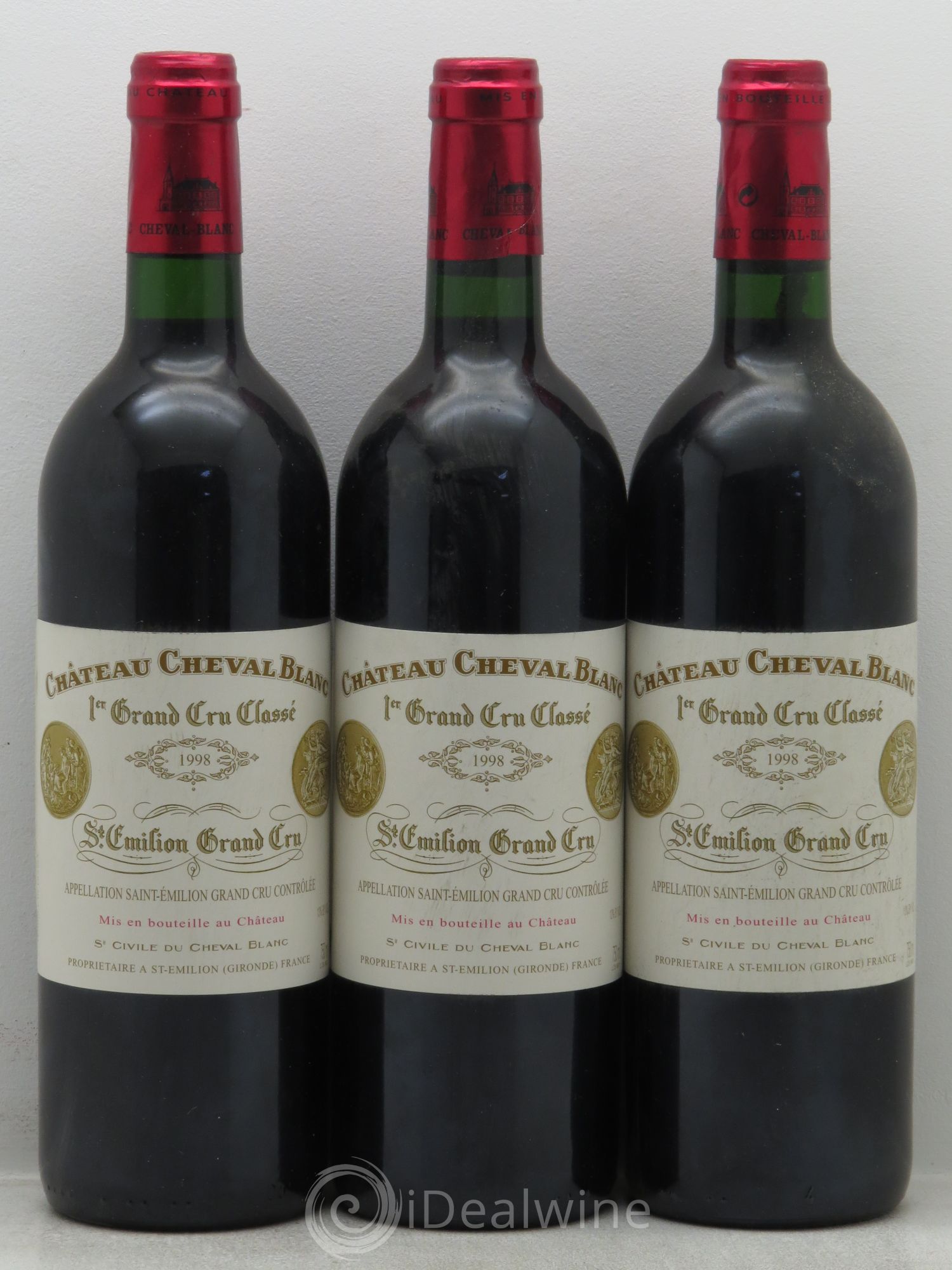 Château Cheval Blanc 1er Grand Cru Classé A 1998 - Lot de 3 bouteilles - 0