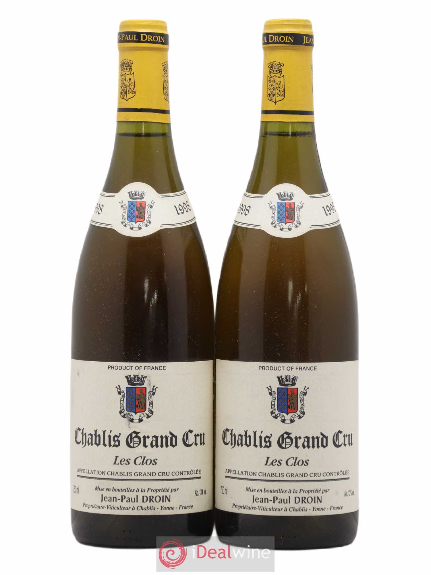 Chablis Grand Cru Les Clos Jean-Paul & Benoît Droin (Domaine) 1998 - Lot de 2 bouteilles - 0