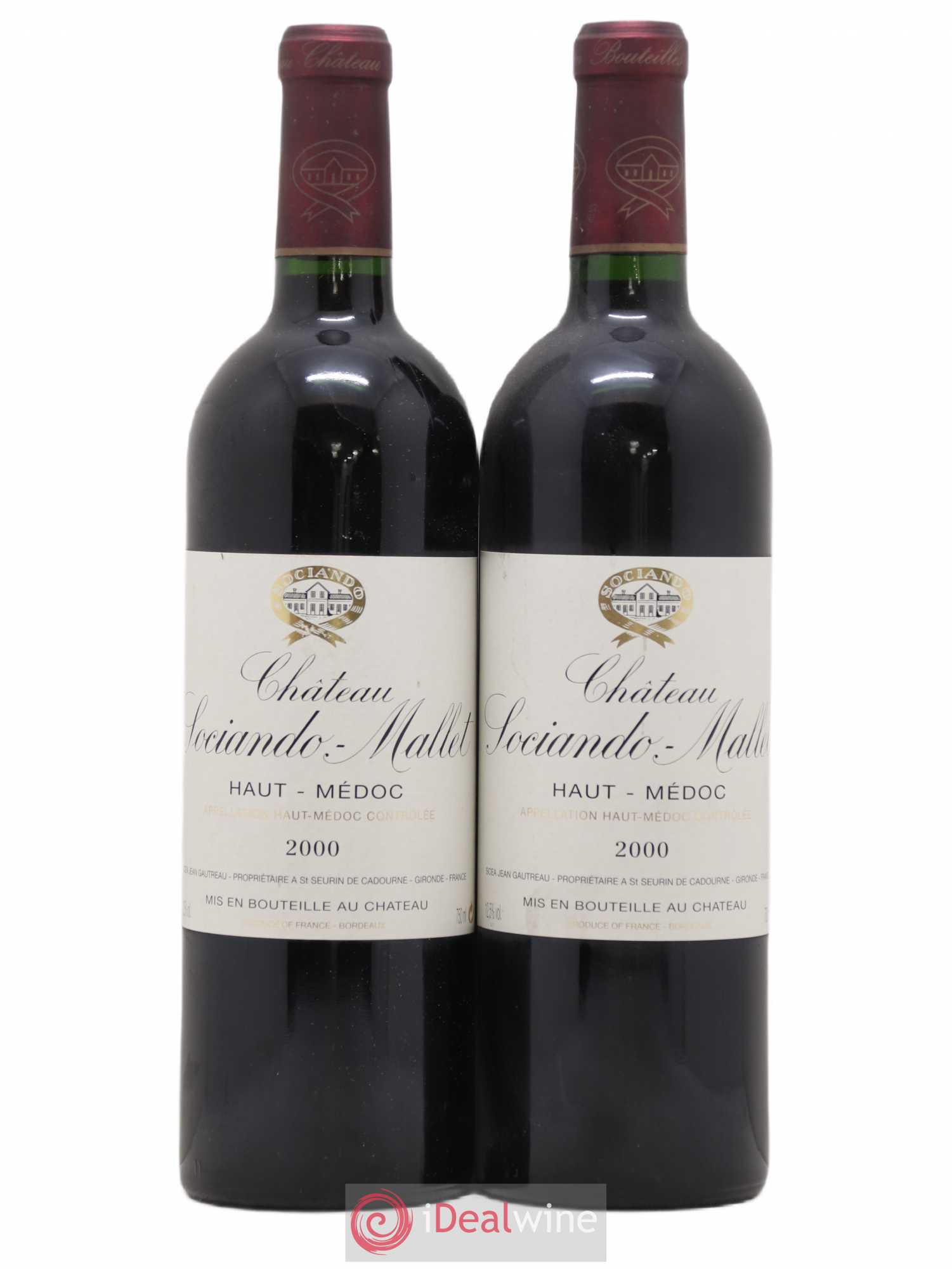 Château Sociando Mallet 2000 - Lot de 2 bouteilles - 0