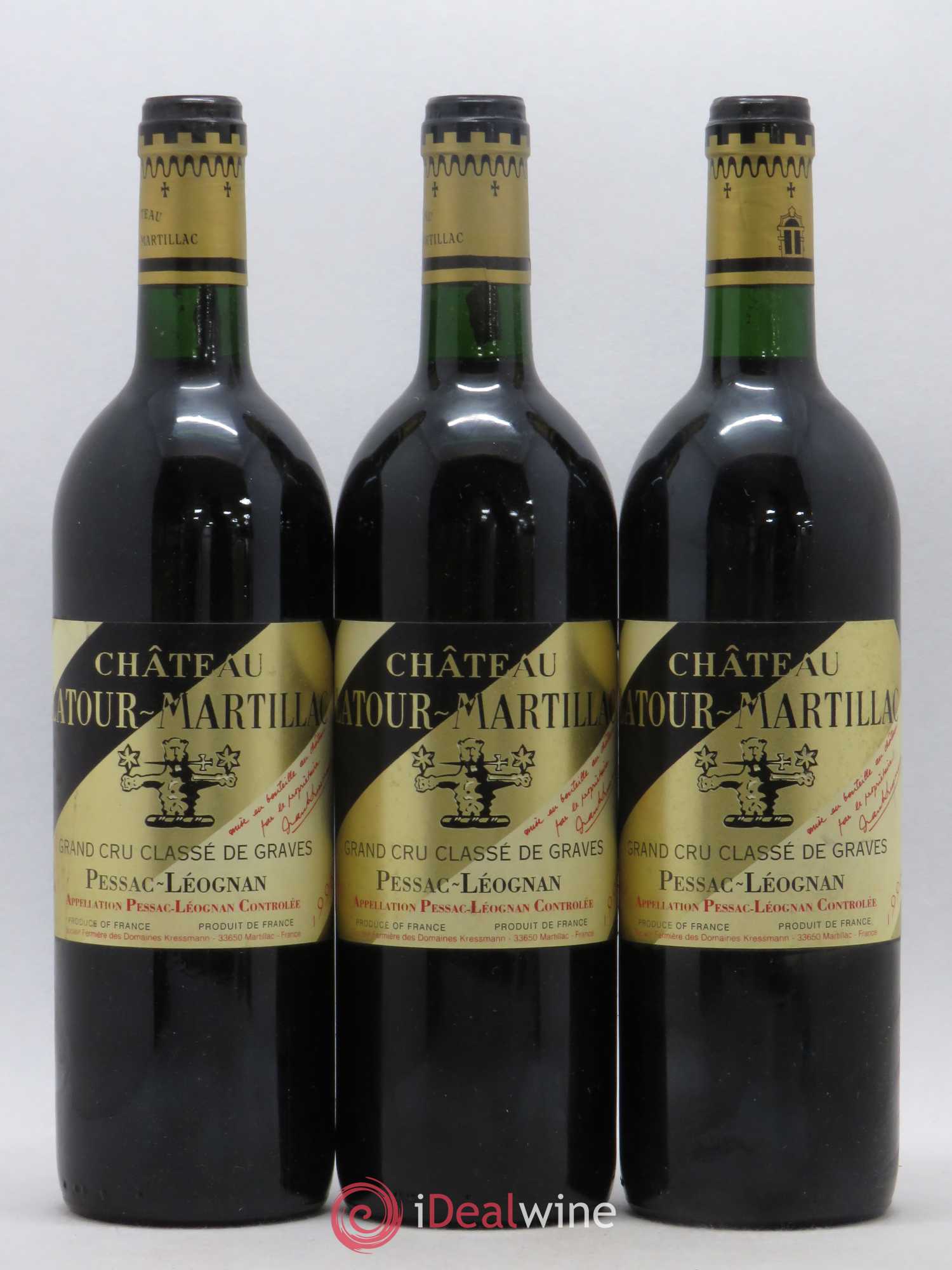 Château Latour-Martillac Cru Classé de Graves 1996 - Lot de 3 bouteilles - 0