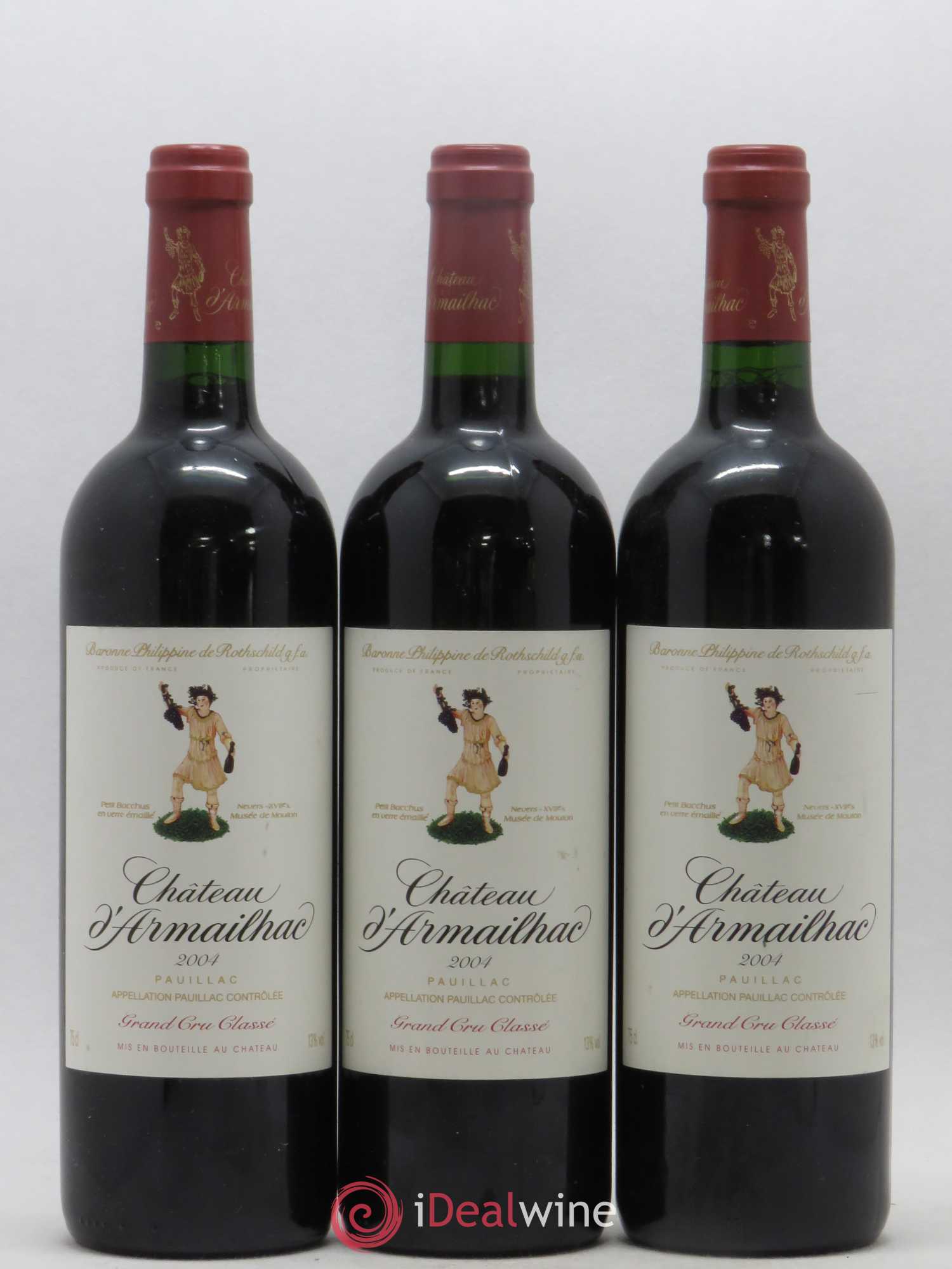 Château d' Armailhac - Mouton Baron(ne) Philippe 5ème Grand Cru Classé 2004 - Lot de 3 bouteilles - 0