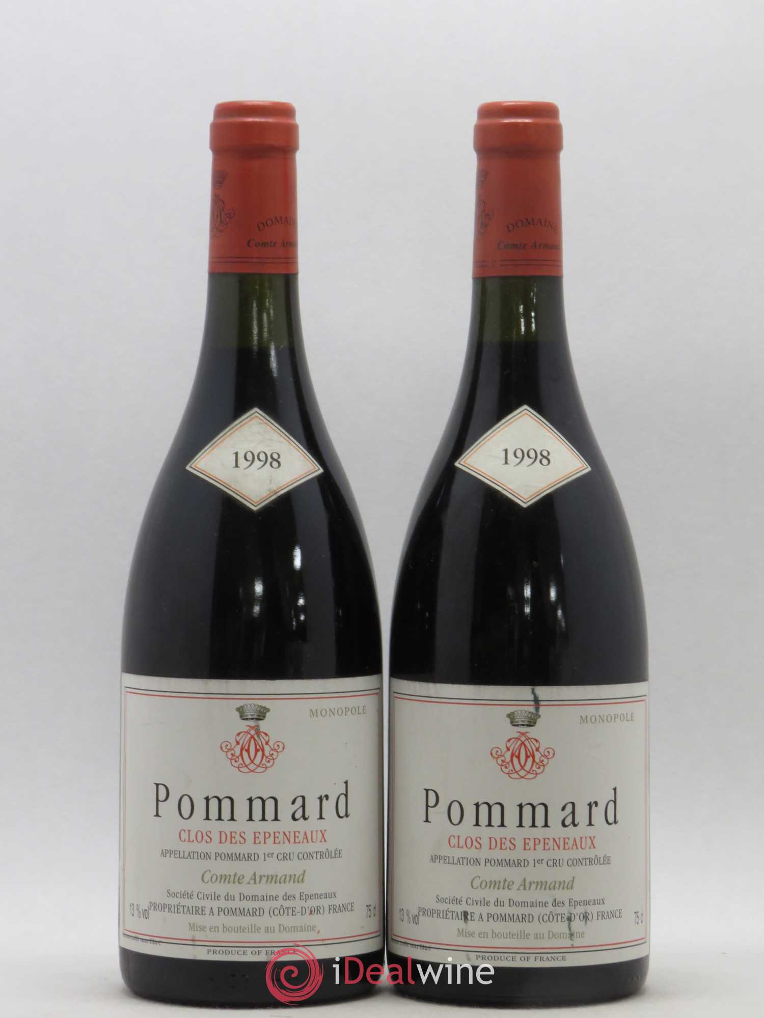 Pommard 1er Cru Clos des Epeneaux Comte Armand 1998 - Lot de 2 bouteilles - 0