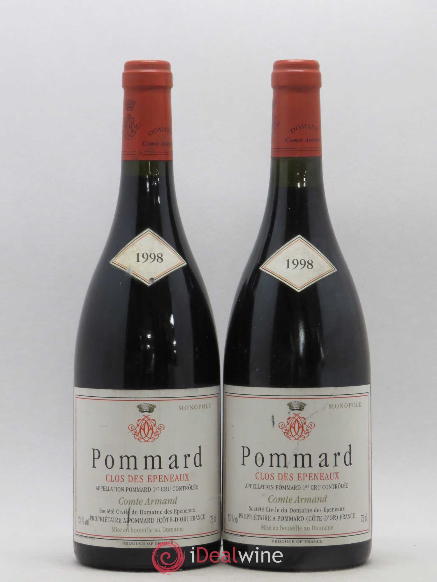 Pommard 1er Cru Clos des Epeneaux Comte Armand 1998 - Lot de 2 bouteilles - 0