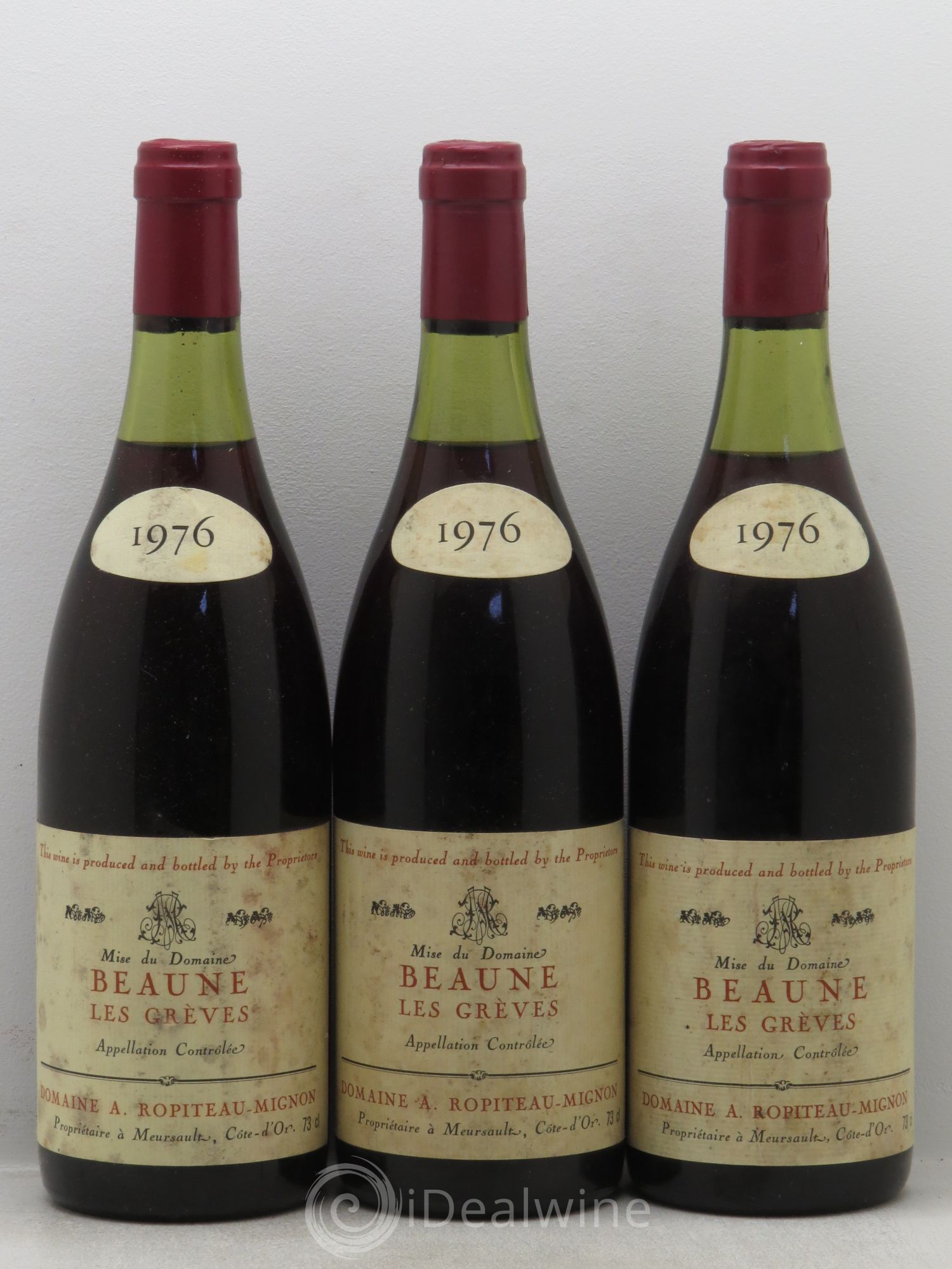 Beaune Les Grèves Domaine A.Ropiteau Mignon 1976 - Posten von 3 Flaschen - 0