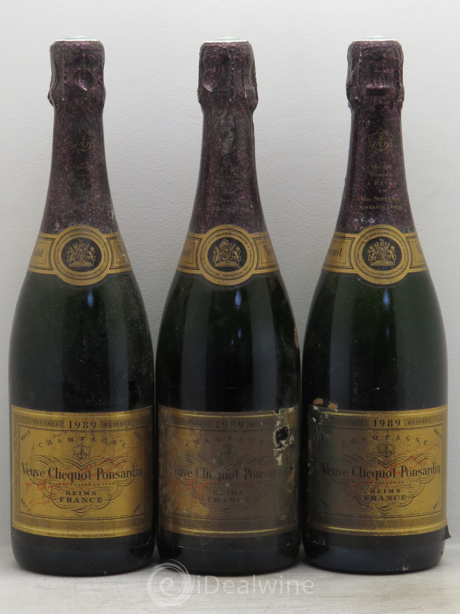 Vintage Veuve Clicquot 1989 - Lot de 3 bouteilles - 0