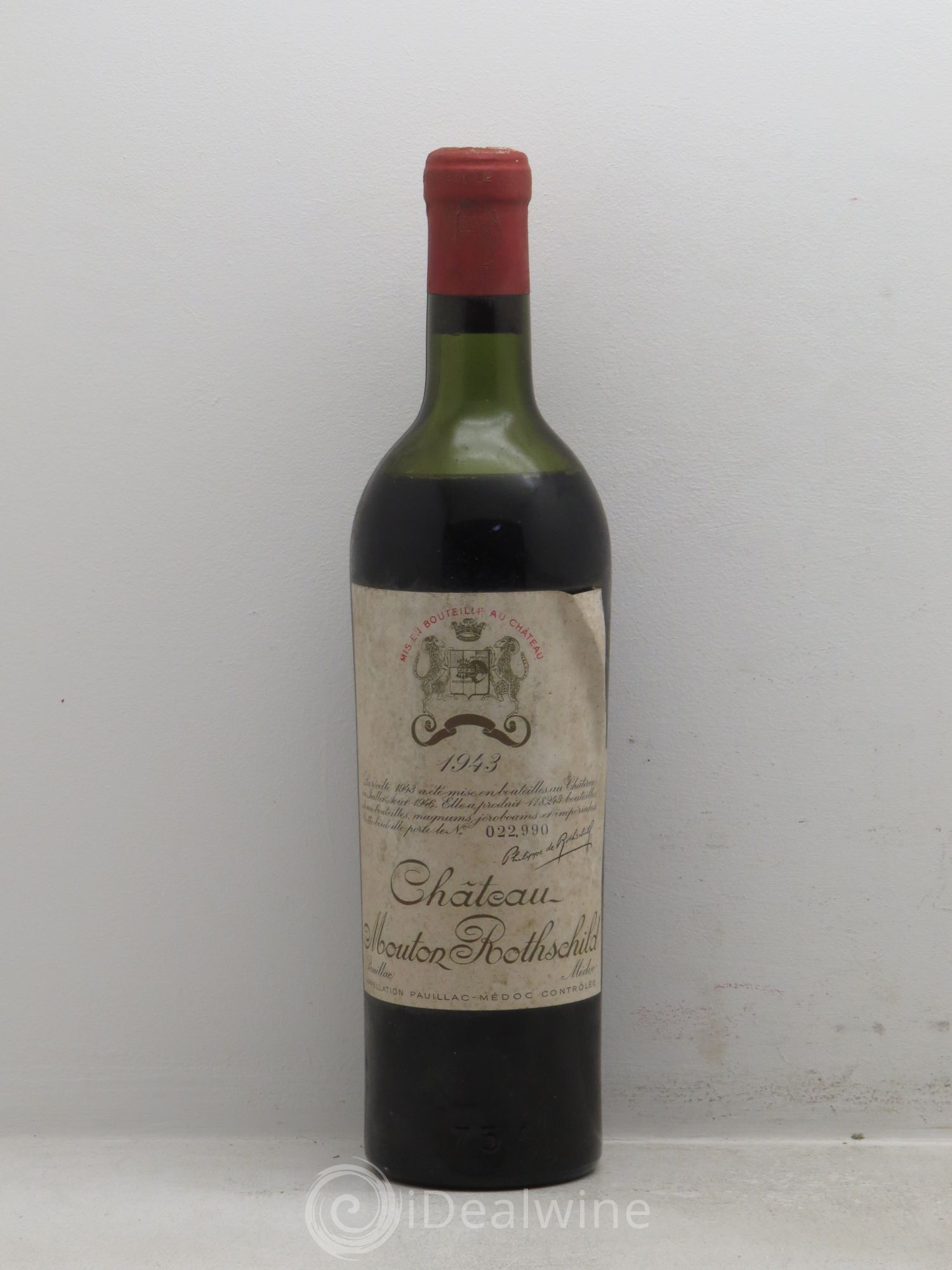 Château Mouton Rothschild 1er Grand Cru Classé 1943 - Lot de 1 bouteille - 0