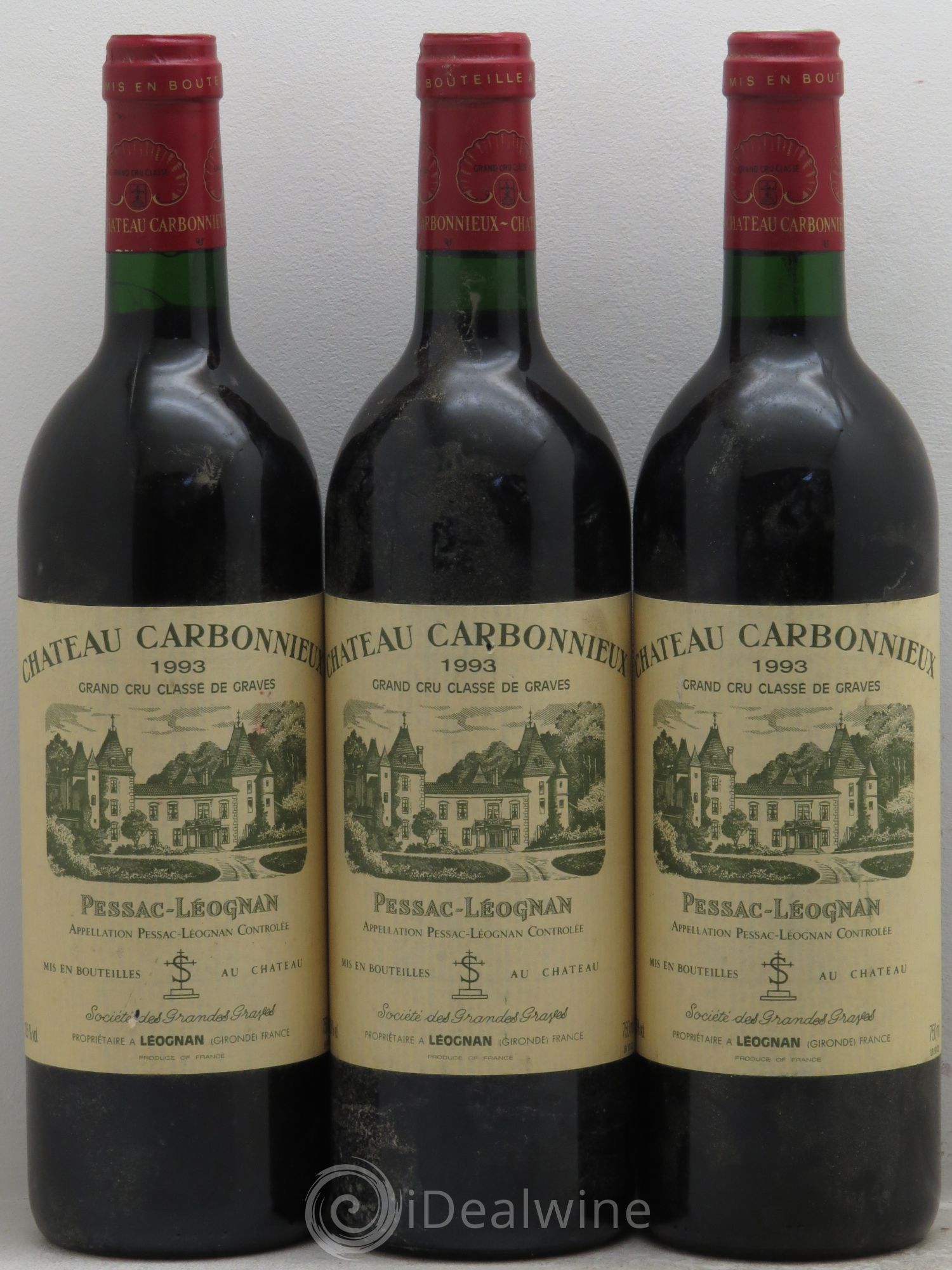 Château Carbonnieux Cru Classé de Graves 1993 - Lot de 3 bouteilles - 0