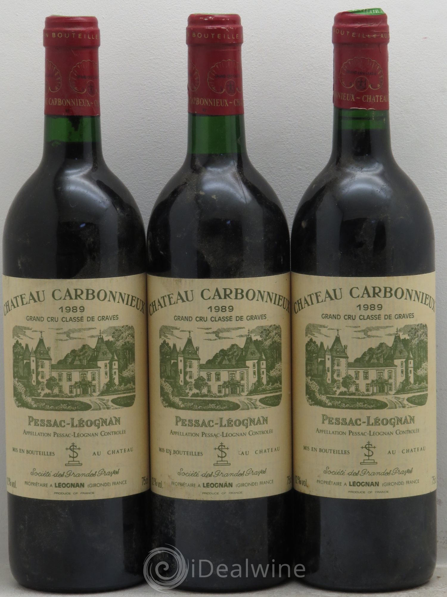 Château Carbonnieux Cru Classé de Graves 1989 - Lot de 3 bouteilles - 0