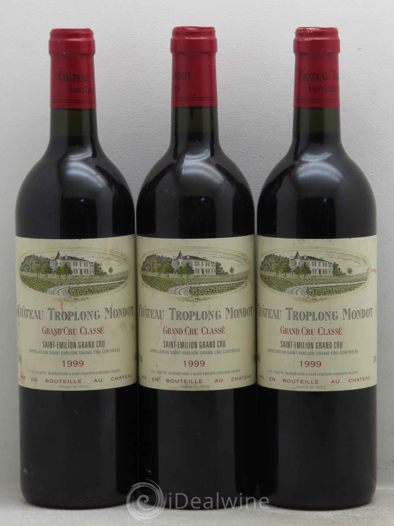 Château Troplong Mondot 1er Grand Cru Classé B 1999 - Lot de 3 bouteilles - 0
