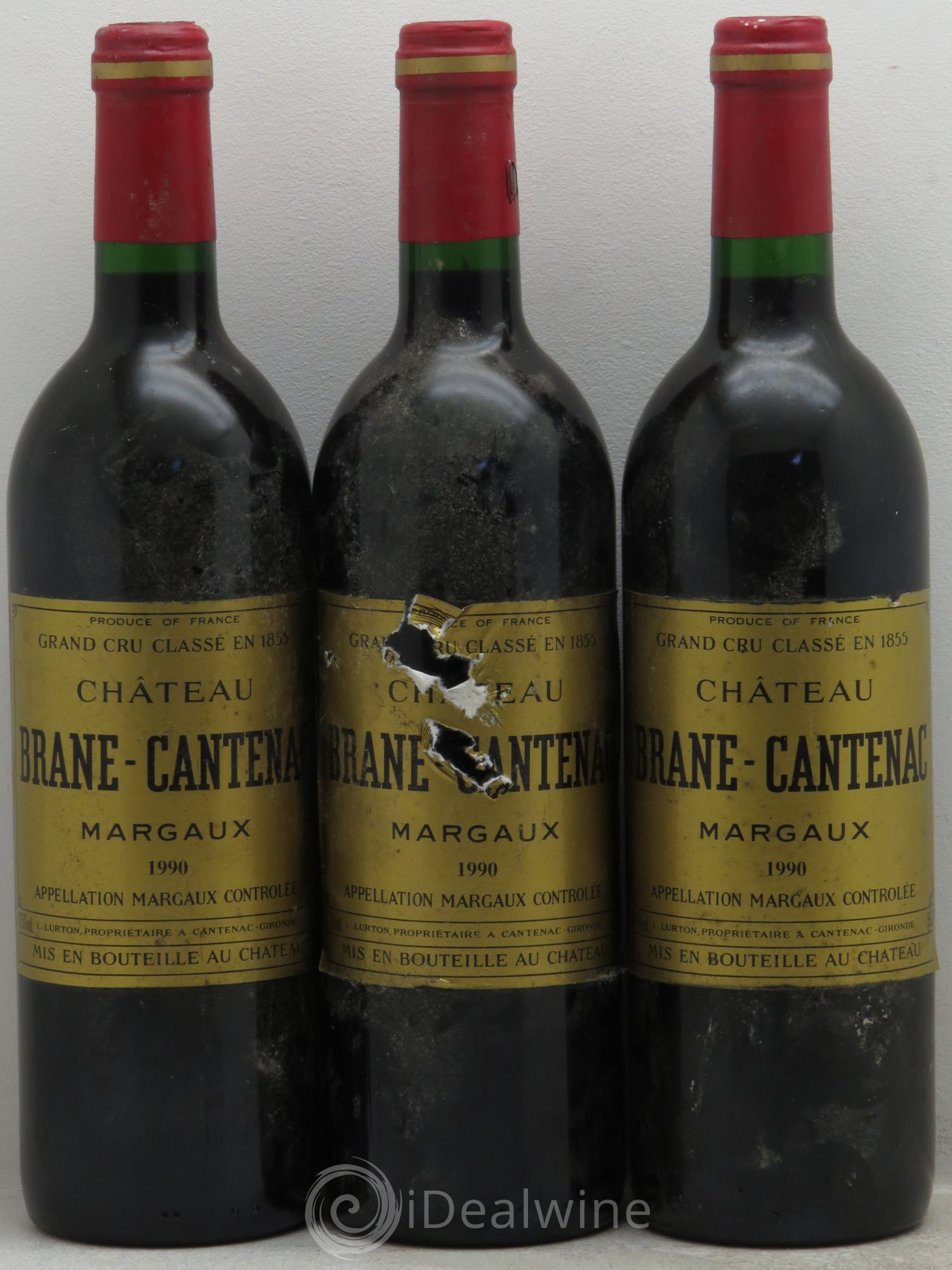 Château Brane Cantenac 2ème Grand Cru Classé 1990 - Lot de 3 bouteilles - 0