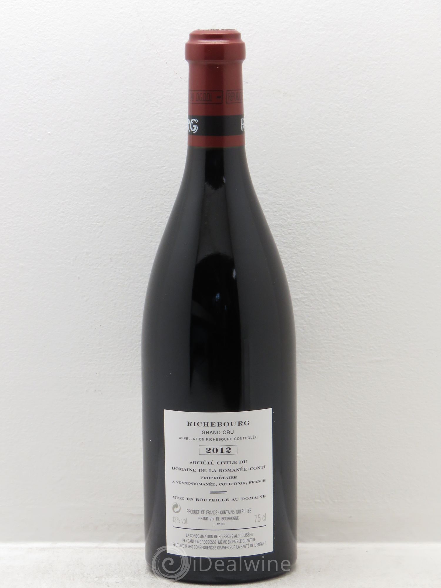 Richebourg Grand Cru Domaine de la Romanée-Conti 2012 - Lot de 1 bouteille - 1