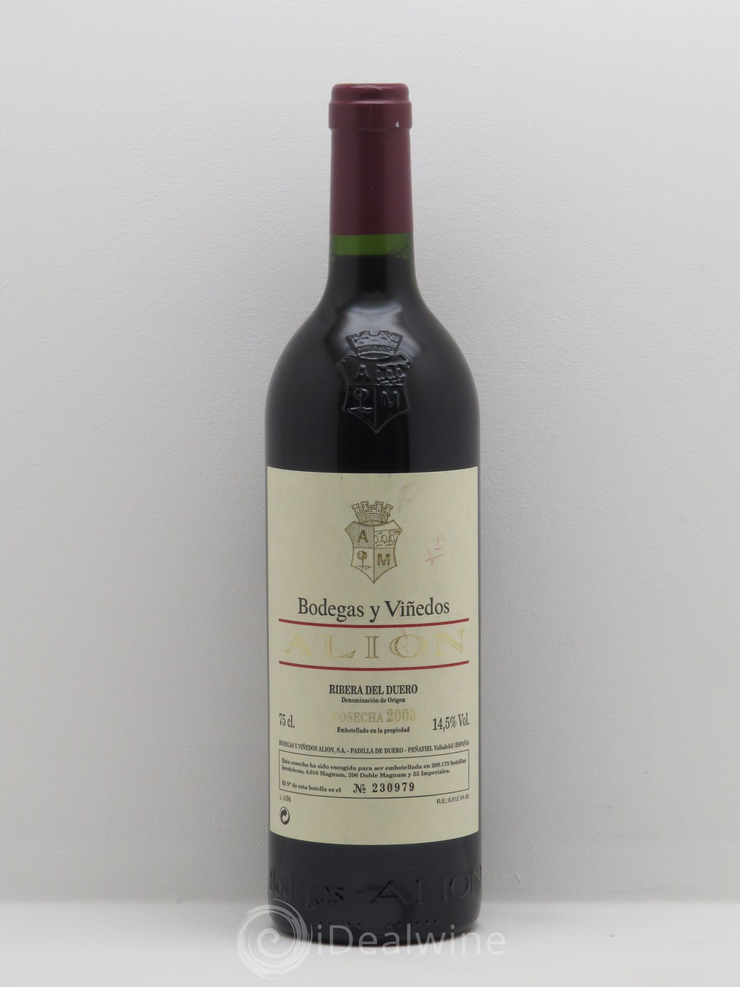 Ribera Del Duero DO Alion Cosecha Bodegas y Vinedos (sans prix de réserve) 2003 - Posten von 1 Flasche - 0