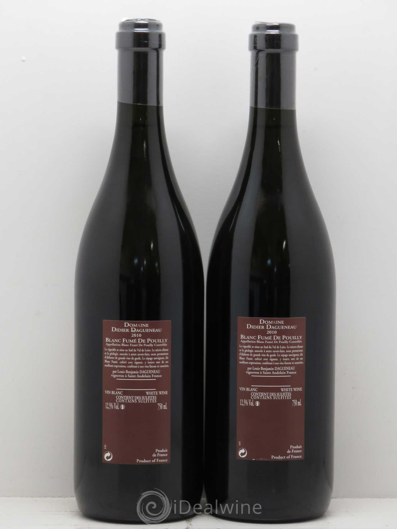 Vin de France (anciennement Pouilly-Fumé) Pur Sang Dagueneau (Domaine Didier - Louis-Benjamin) 2010 - Lot de 2 bouteilles - 1