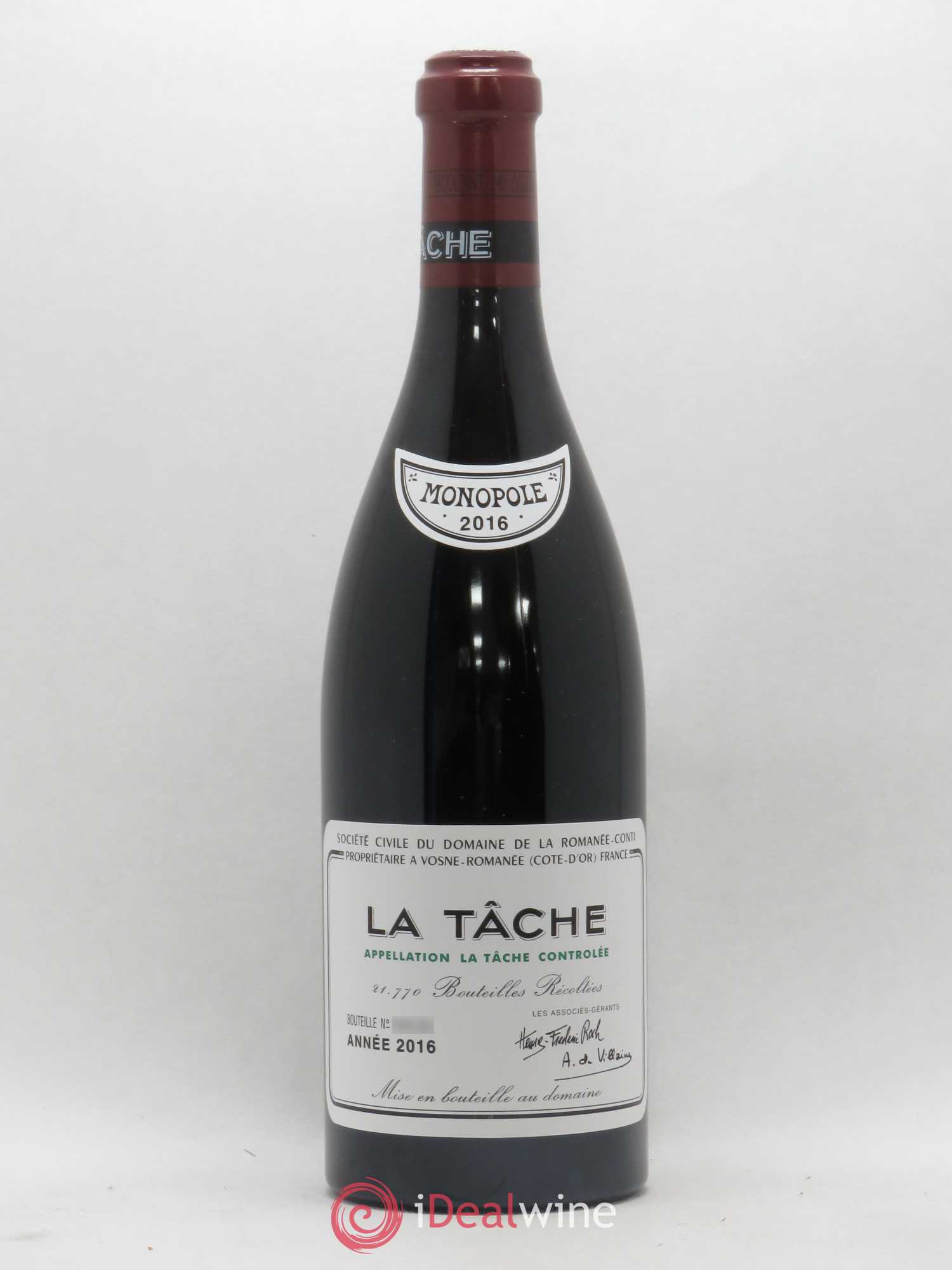 La Tâche Grand Cru Domaine de la Romanée-Conti 2016 - Lot de 1 bouteille - 0
