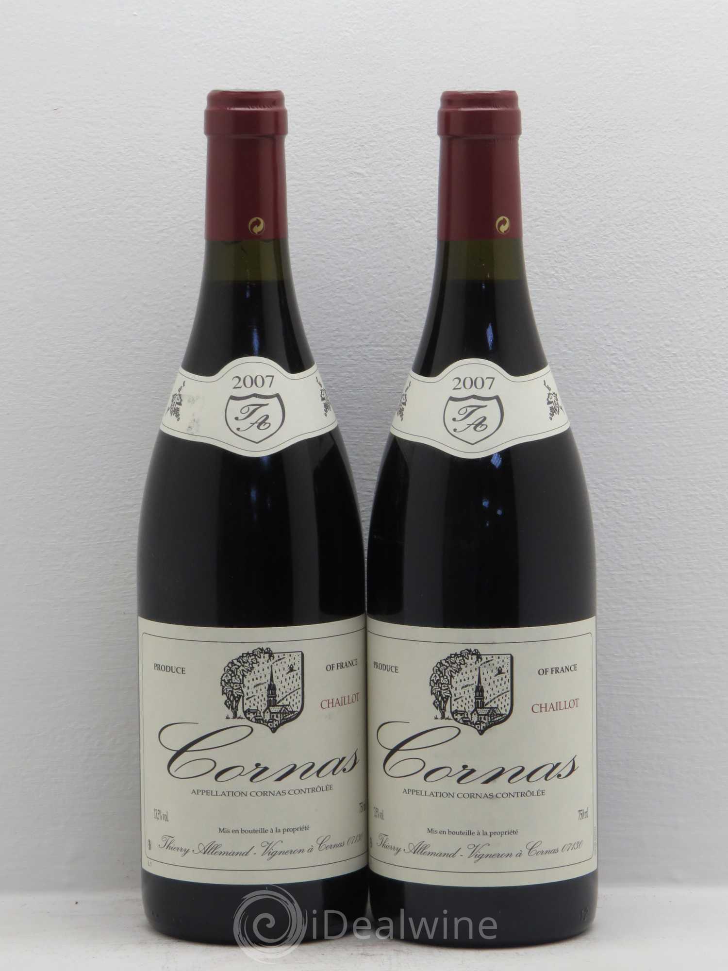 Cornas Chaillot Thierry Allemand 2007 - Lot de 2 bouteilles - 0