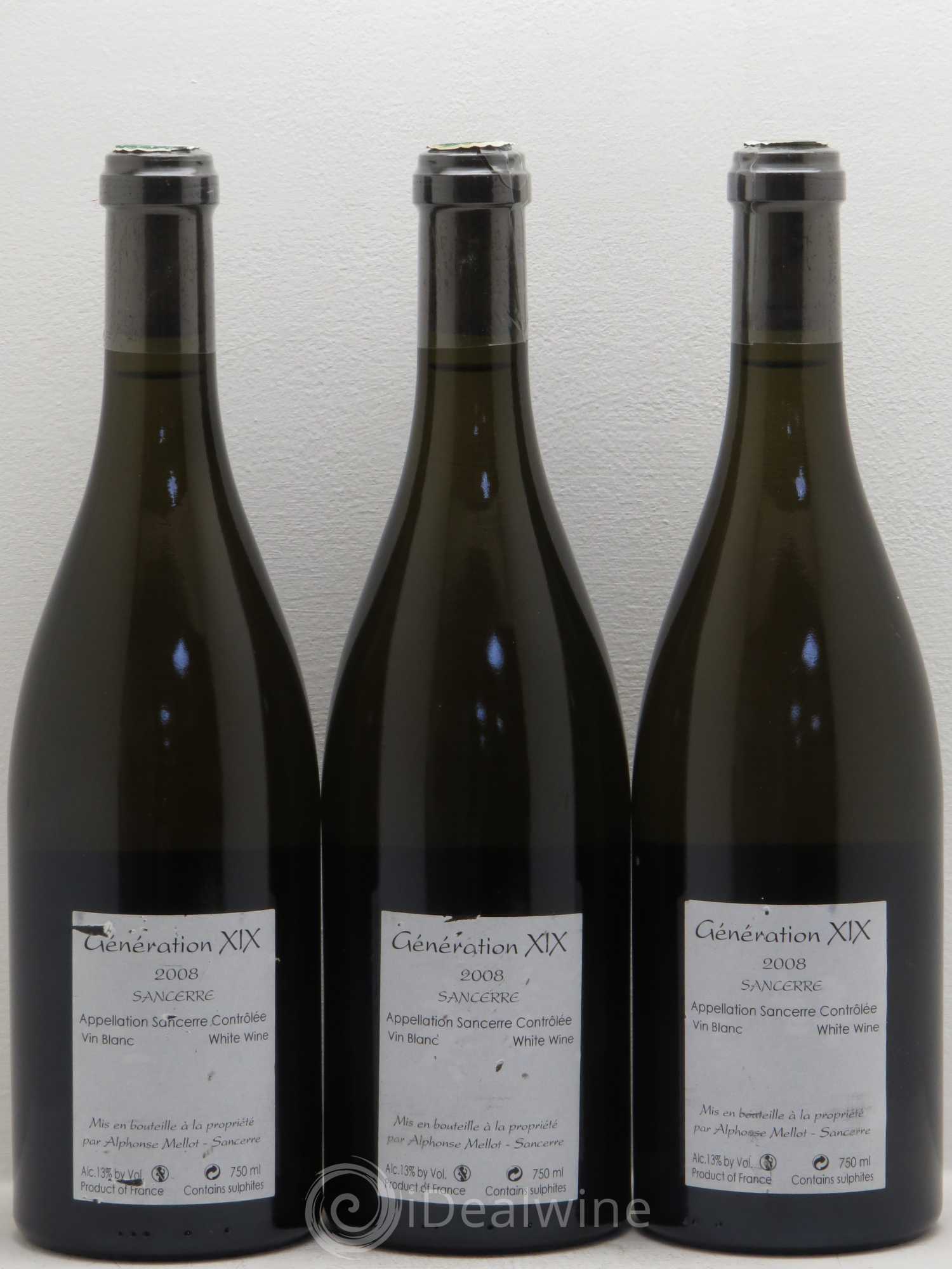 Sancerre Génération XIX Alphonse Mellot 2008 - Lot de 3 bouteilles - 1