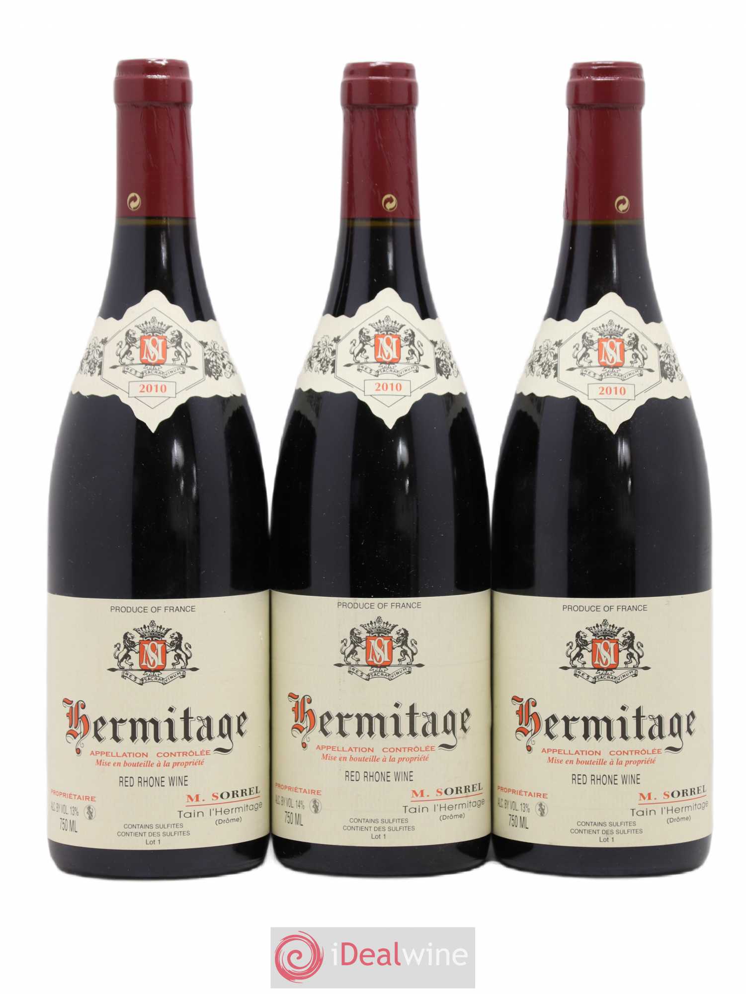 Hermitage Marc Sorrel 2010 - Lot de 3 bouteilles - 0