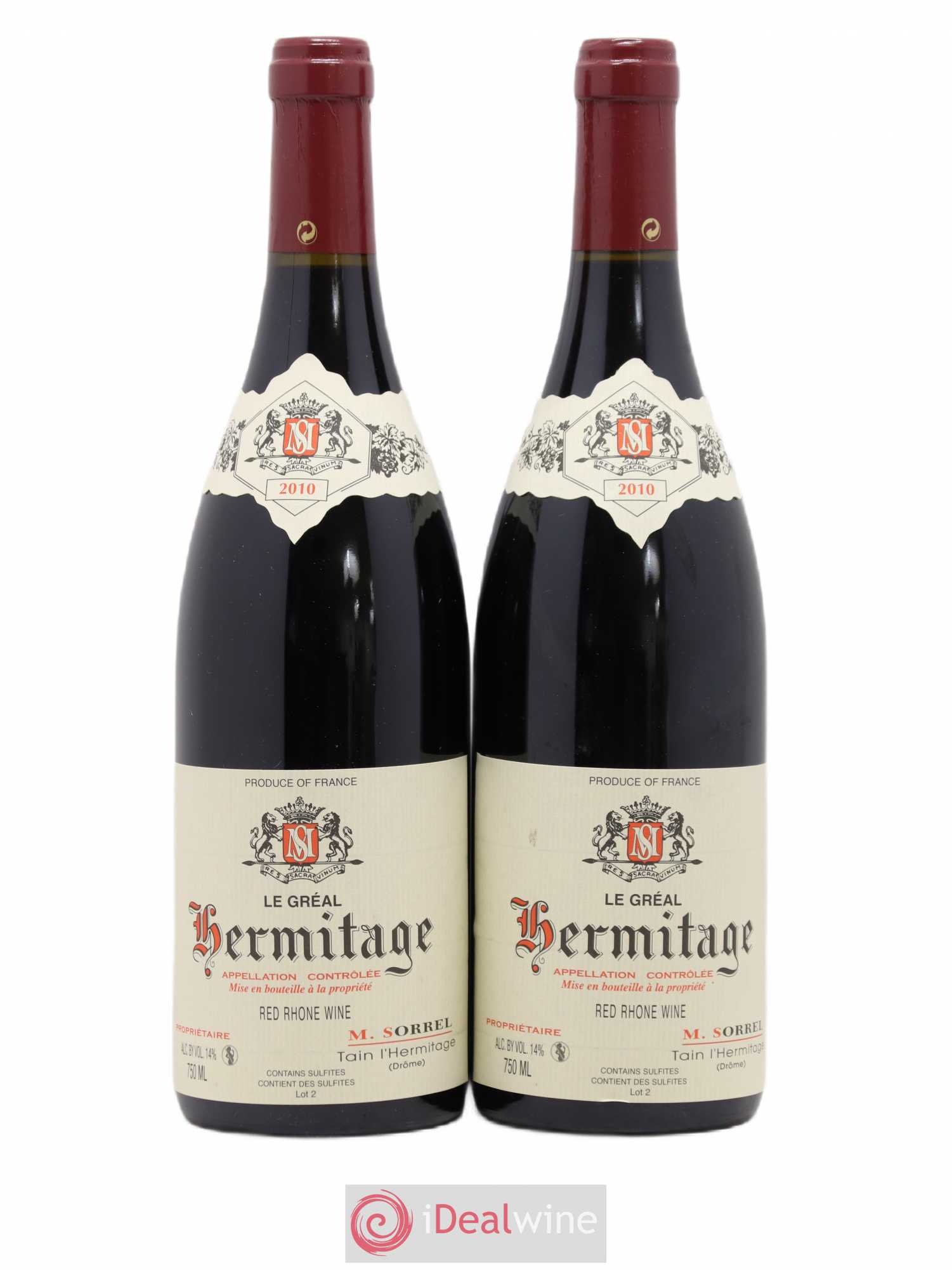 Hermitage Le Gréal Marc Sorrel 2010 - Lot de 2 bouteilles - 0