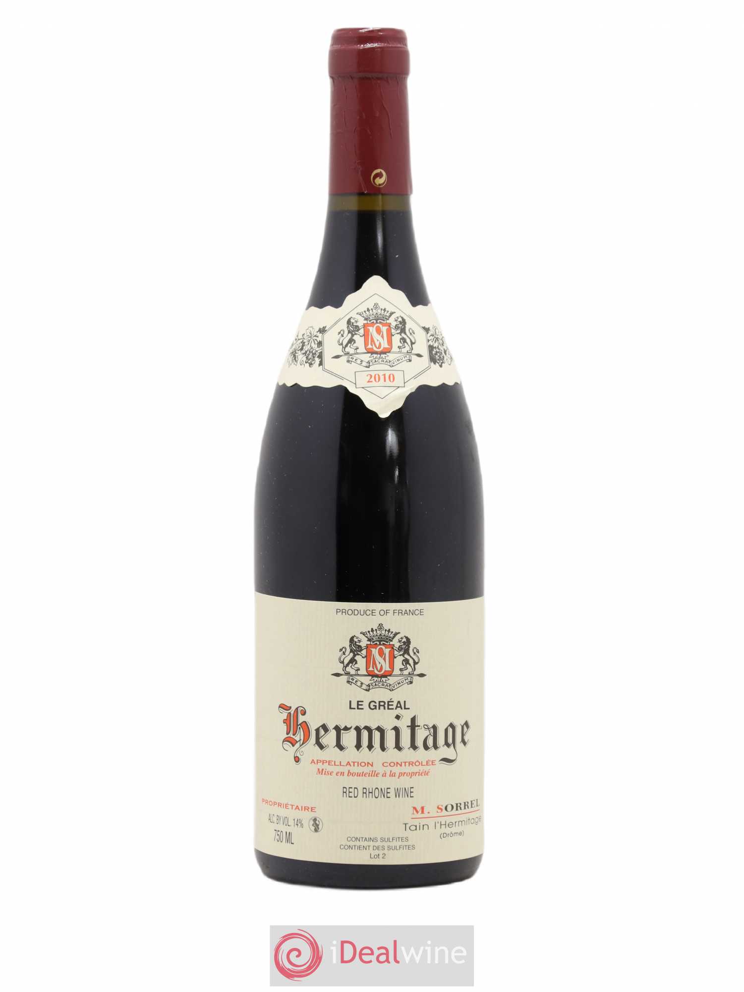 Hermitage Le Gréal Marc Sorrel 2010 - Lot de 1 bouteille - 0