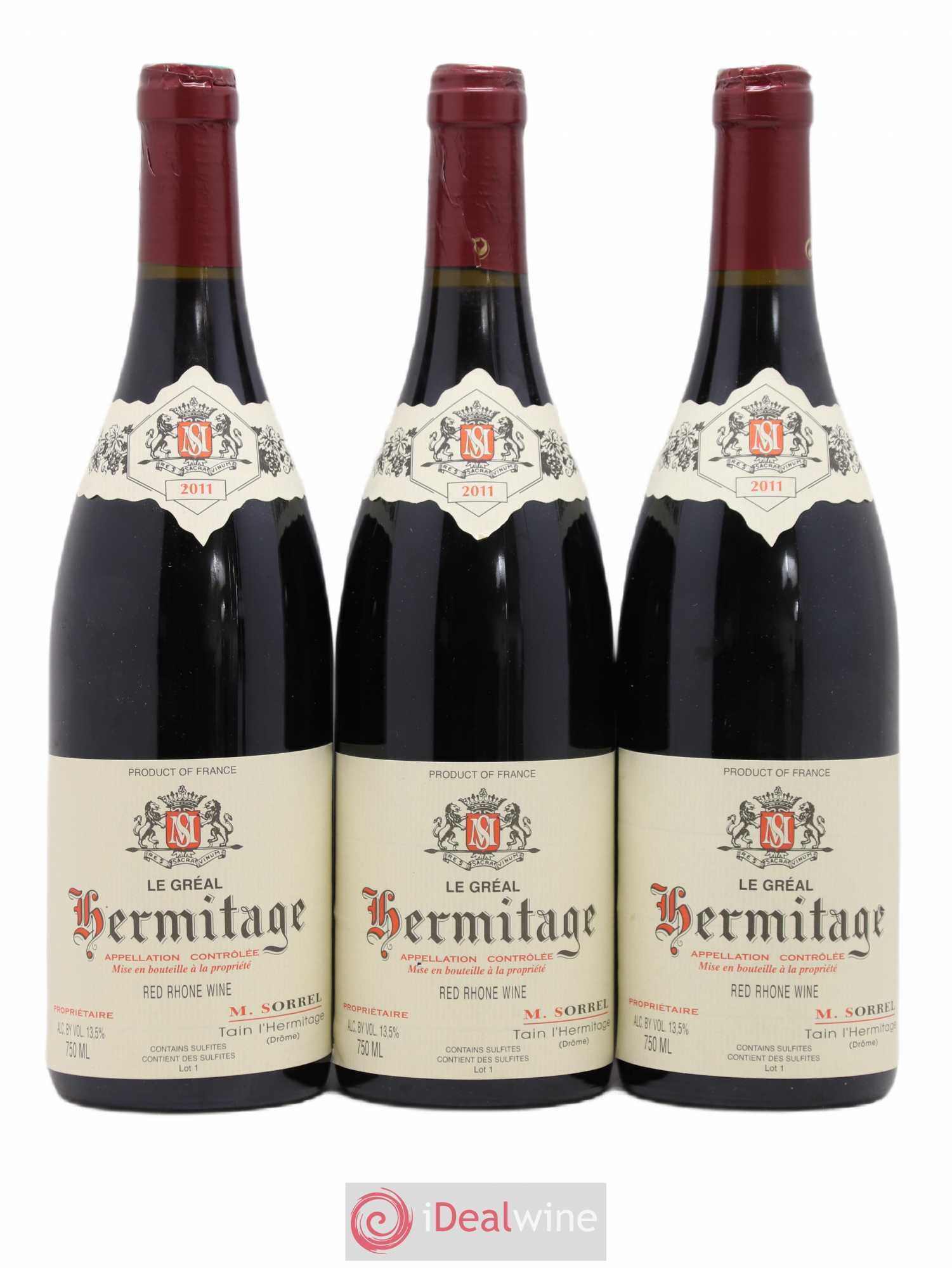 Hermitage Le Gréal Marc Sorrel 2011 - Lot de 3 bouteilles - 0