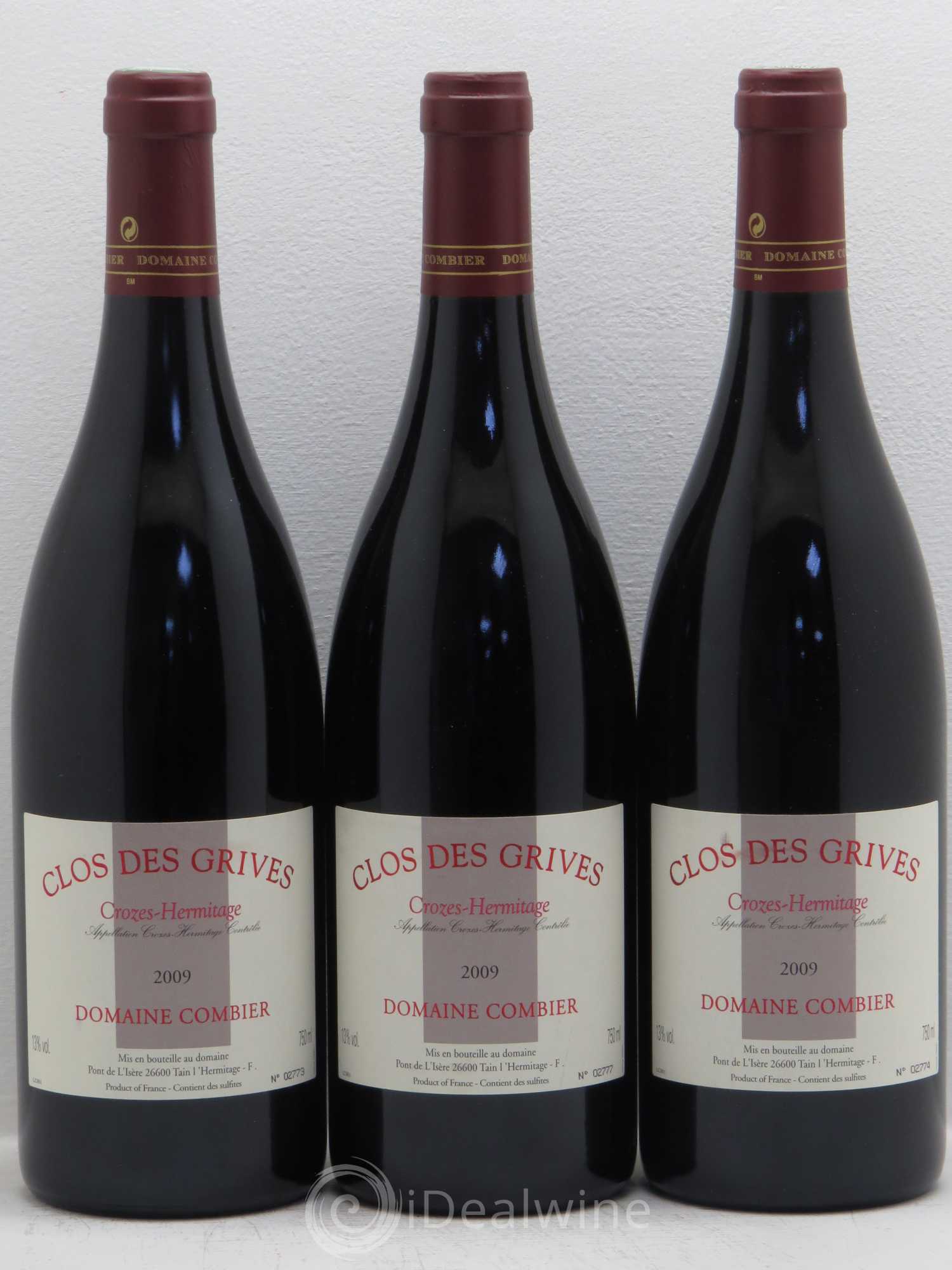 Crozes-Hermitage Clos des Grives Combier 2009 - Lot de 3 bouteilles - 0