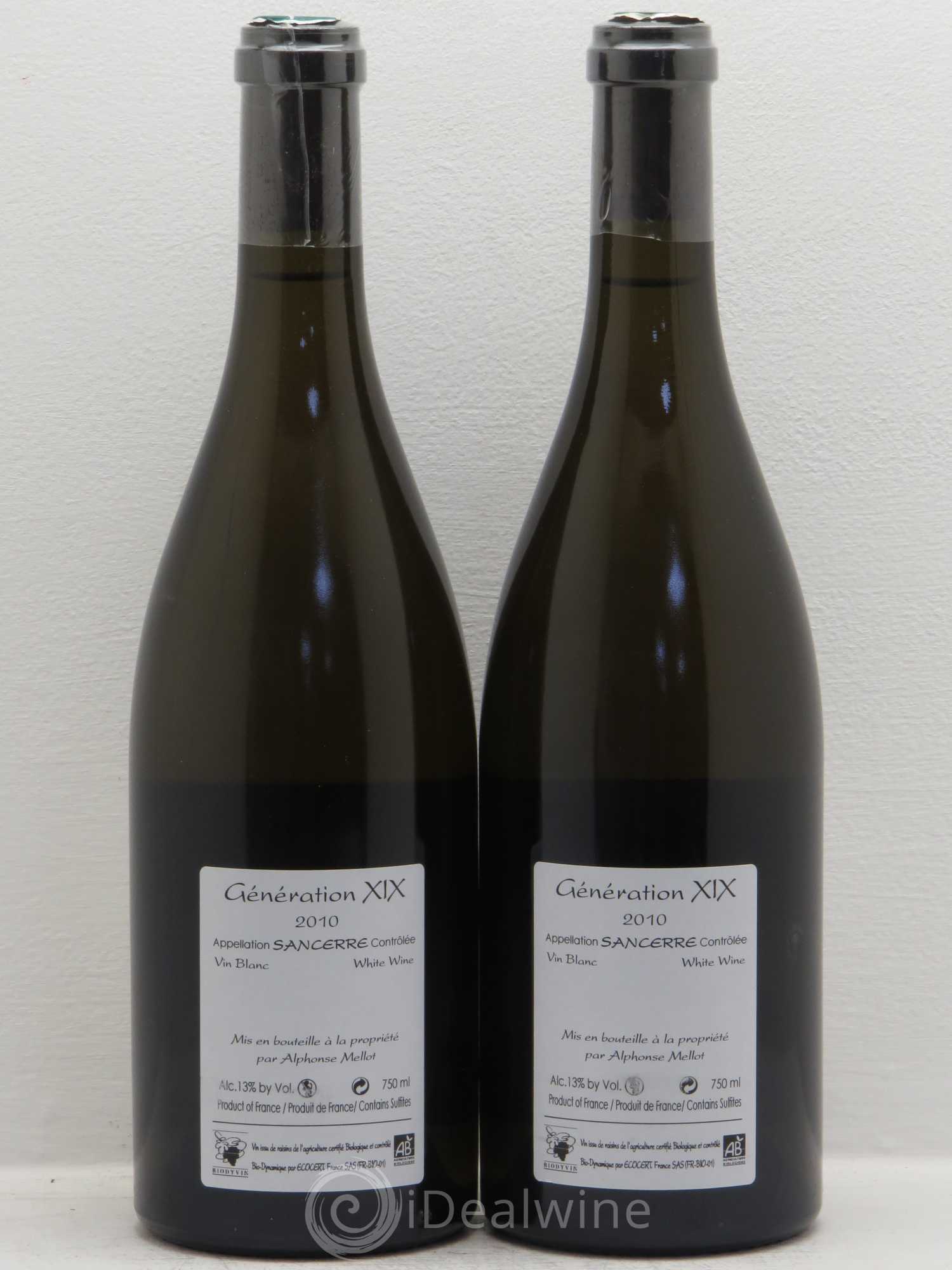 Sancerre Génération XIX Alphonse Mellot 2010 - Lot de 2 bouteilles - 1